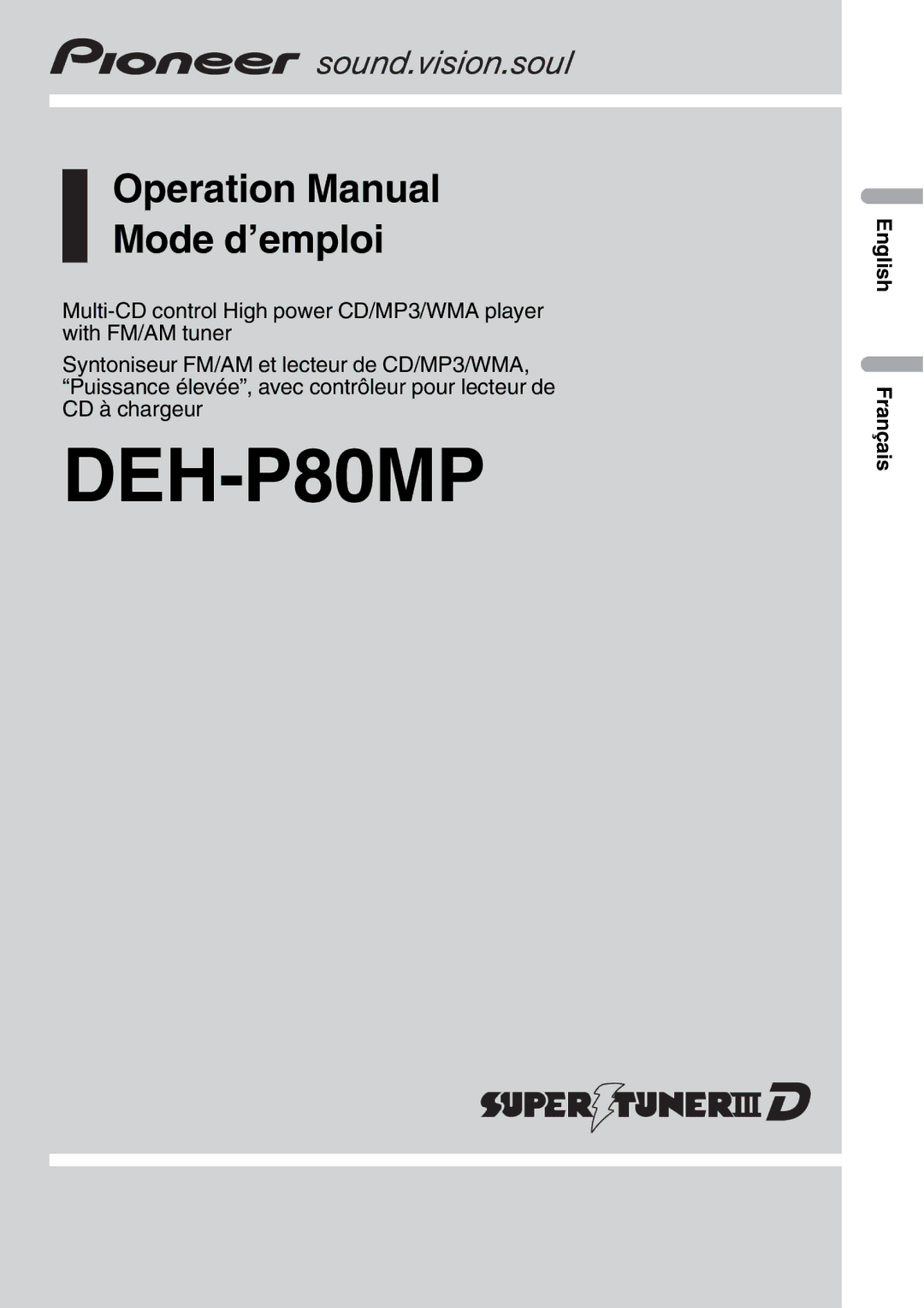 Pioneer DEH-P80MP operation manual 