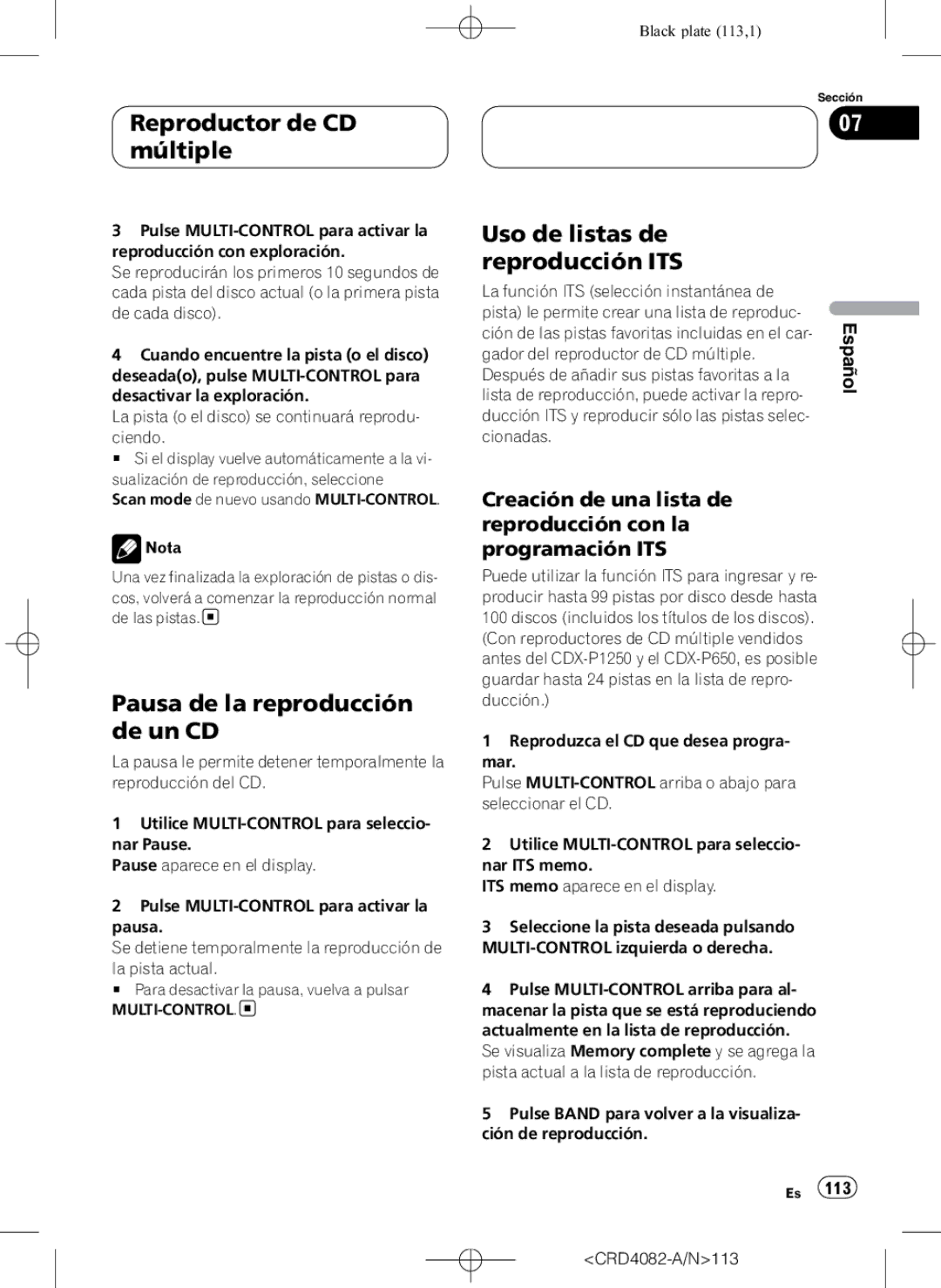 Pioneer DEH-P80RS operation manual Uso de listas de reproducción ITS, Ción de las pistas favoritas incluidas en el car 