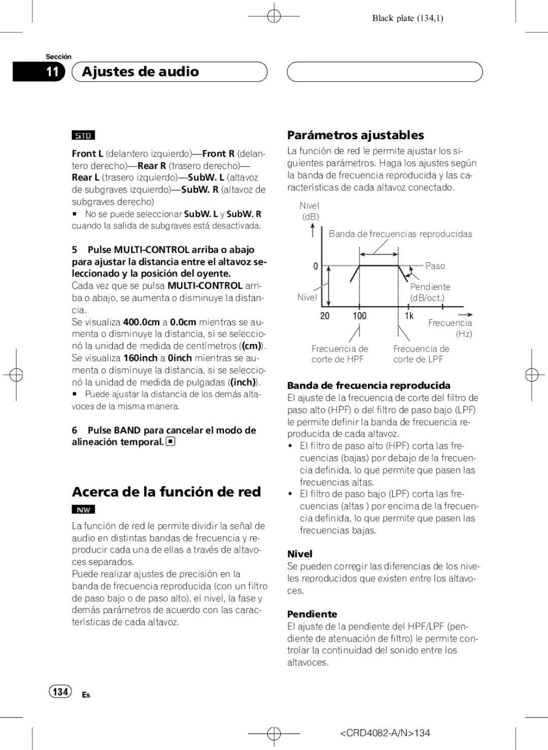 Pioneer DEH-P80RS operation manual Acerca de la función de red, Parámetros ajustables, 134 Es 