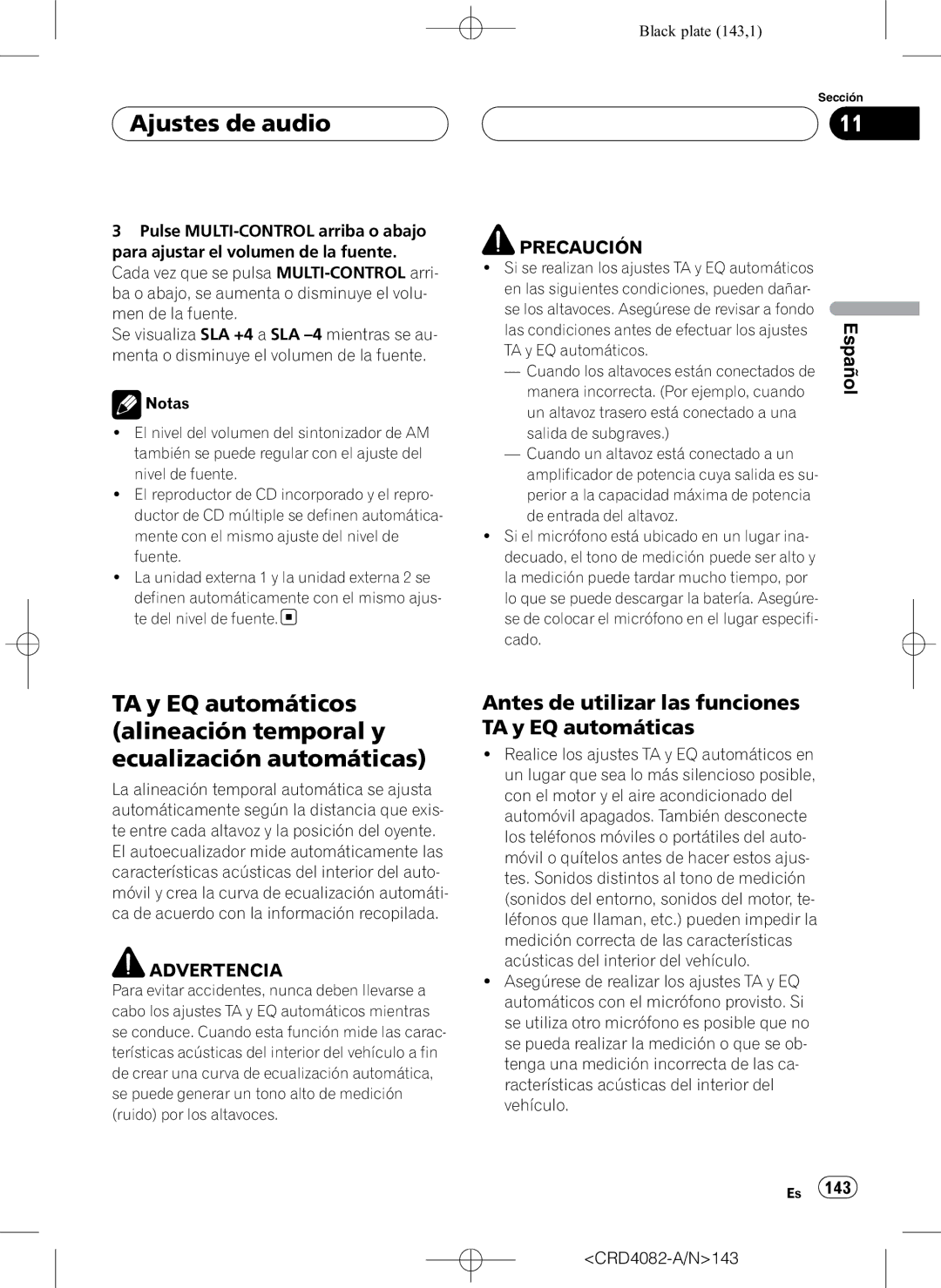 Pioneer DEH-P80RS operation manual Antes de utilizar las funciones TA y EQ automáticas 