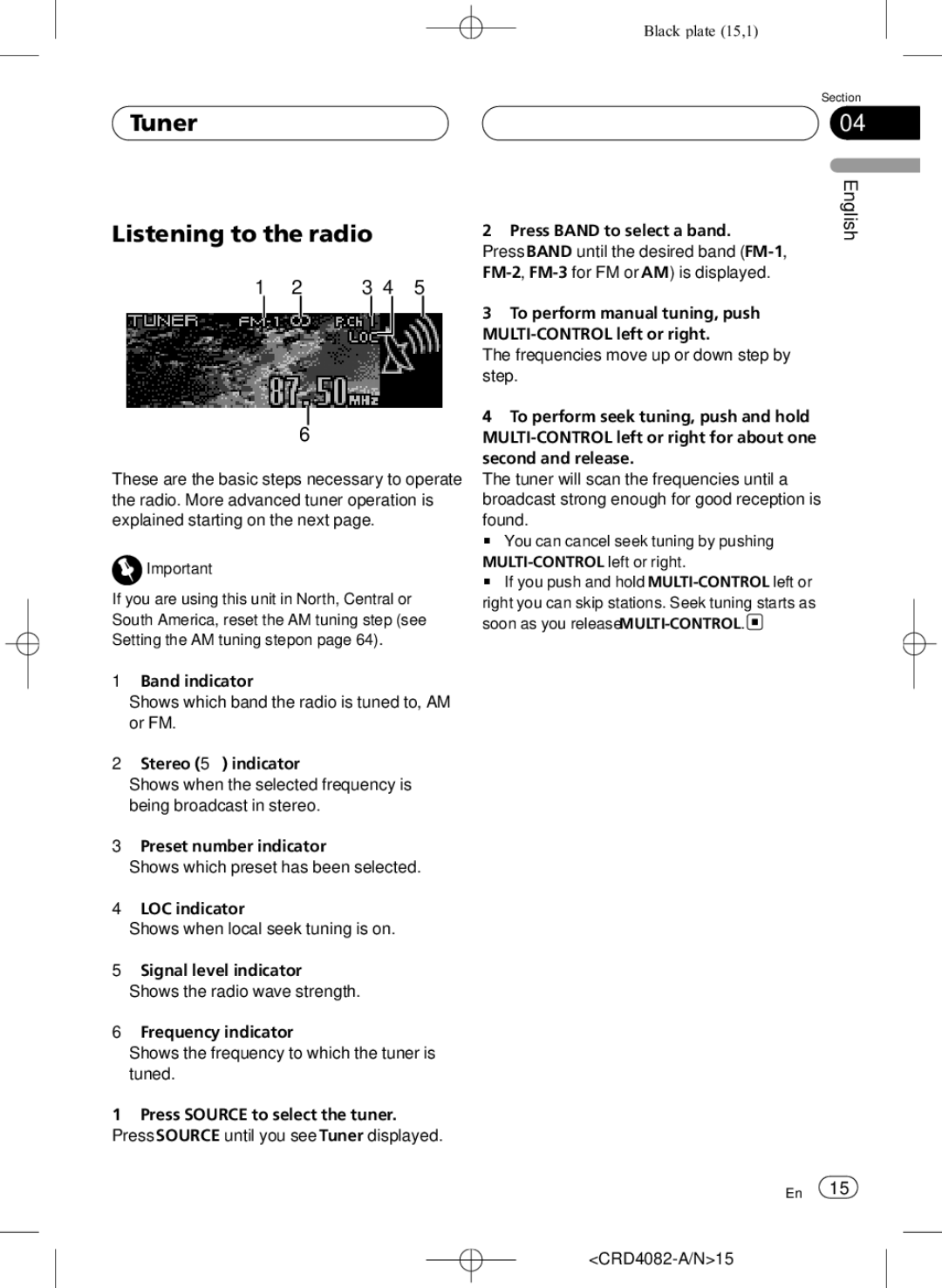 Pioneer DEH-P80RS operation manual Tuner Listening to the radio 