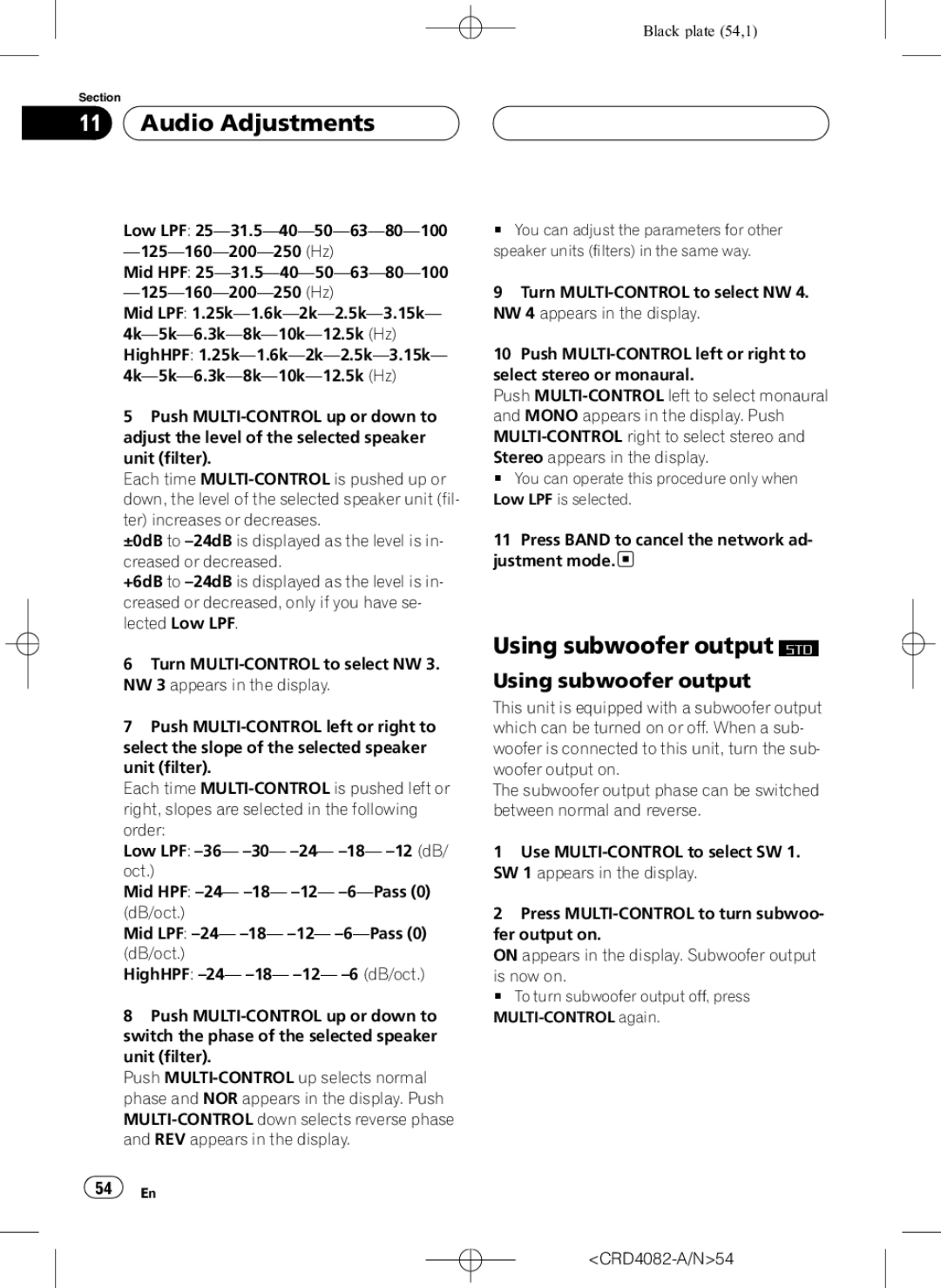 Pioneer DEH-P80RS operation manual Using subwoofer output 