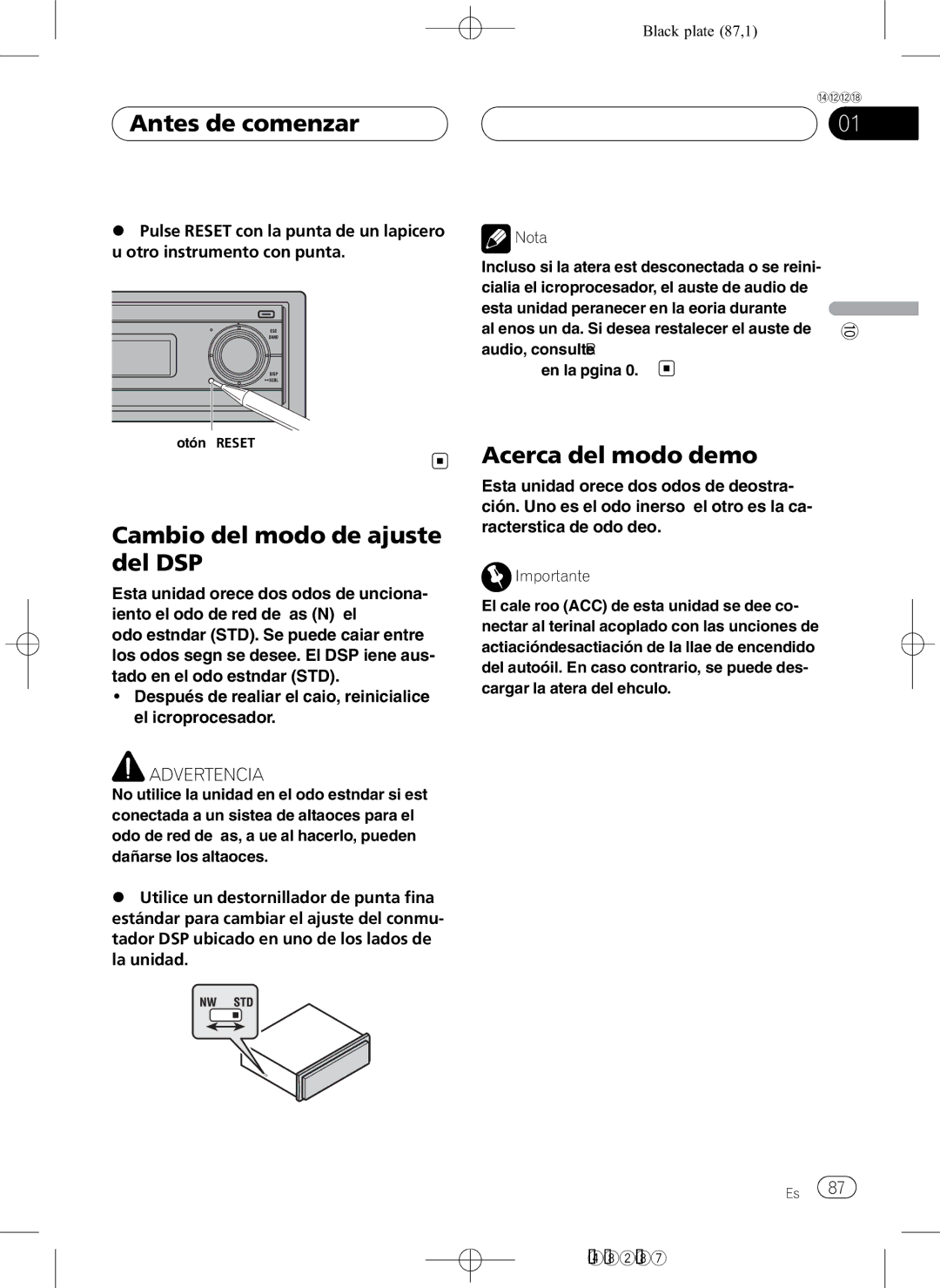 Pioneer DEH-P80RS operation manual Cambio del modo de ajuste del DSP, Acerca del modo demo 