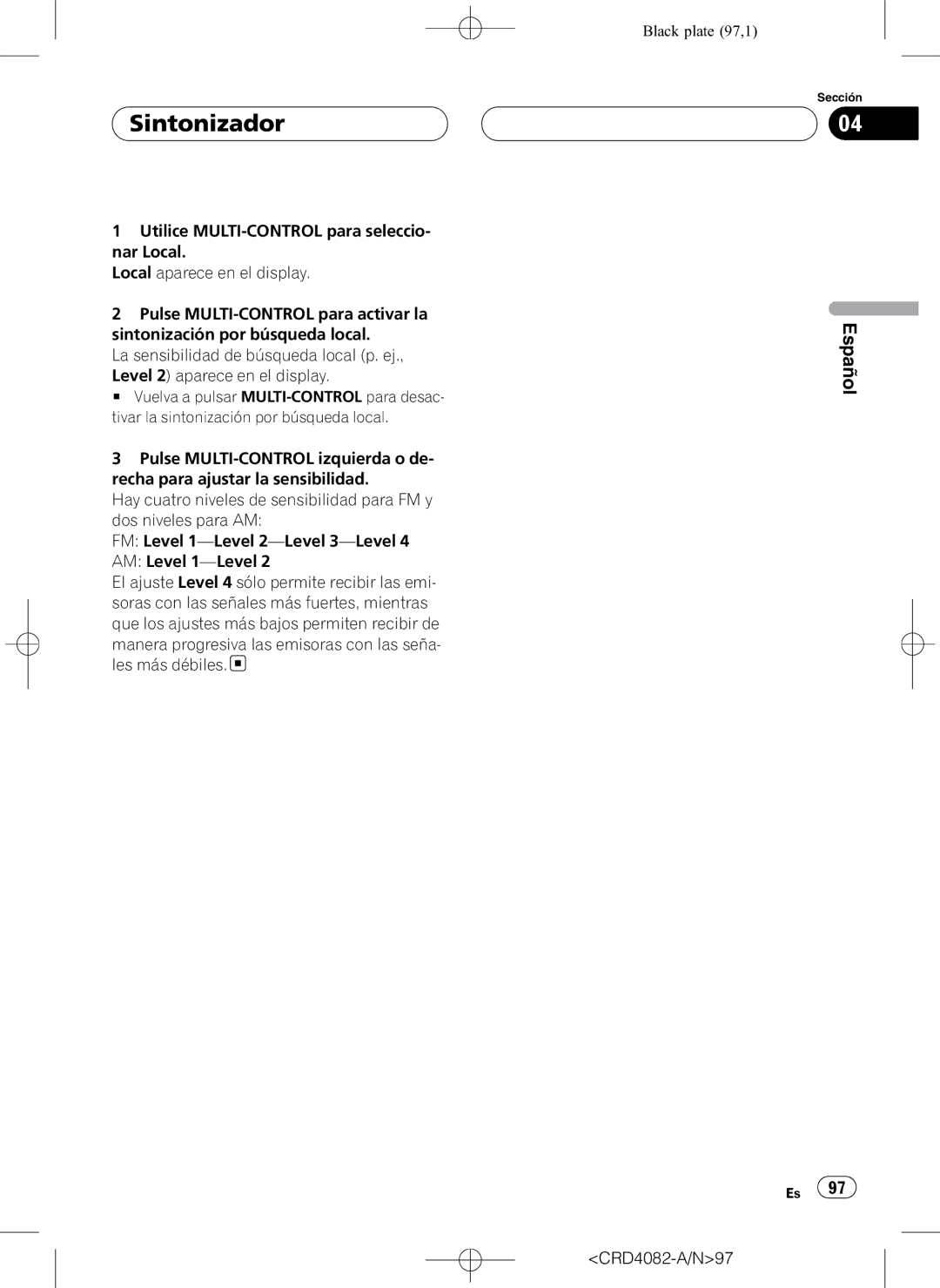 Pioneer DEH-P80RS operation manual Sintonizador, CRD4082-A/N97 