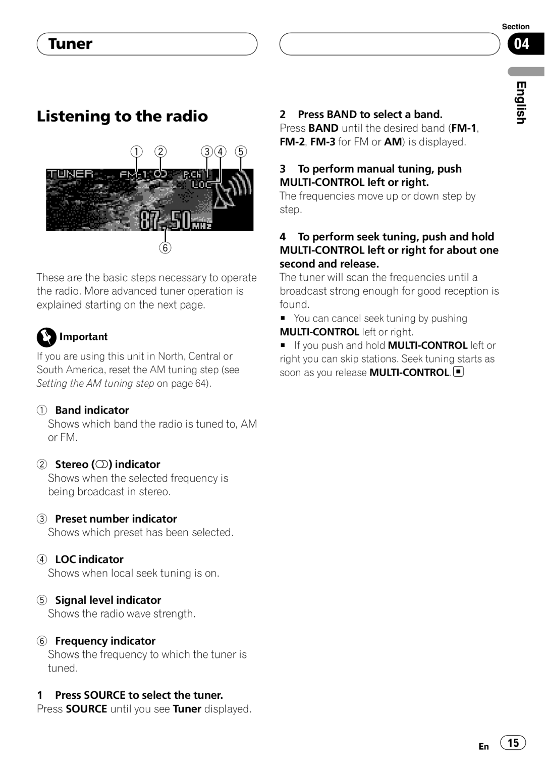 Pioneer DEH-P80RS operation manual Tuner Listening to the radio 