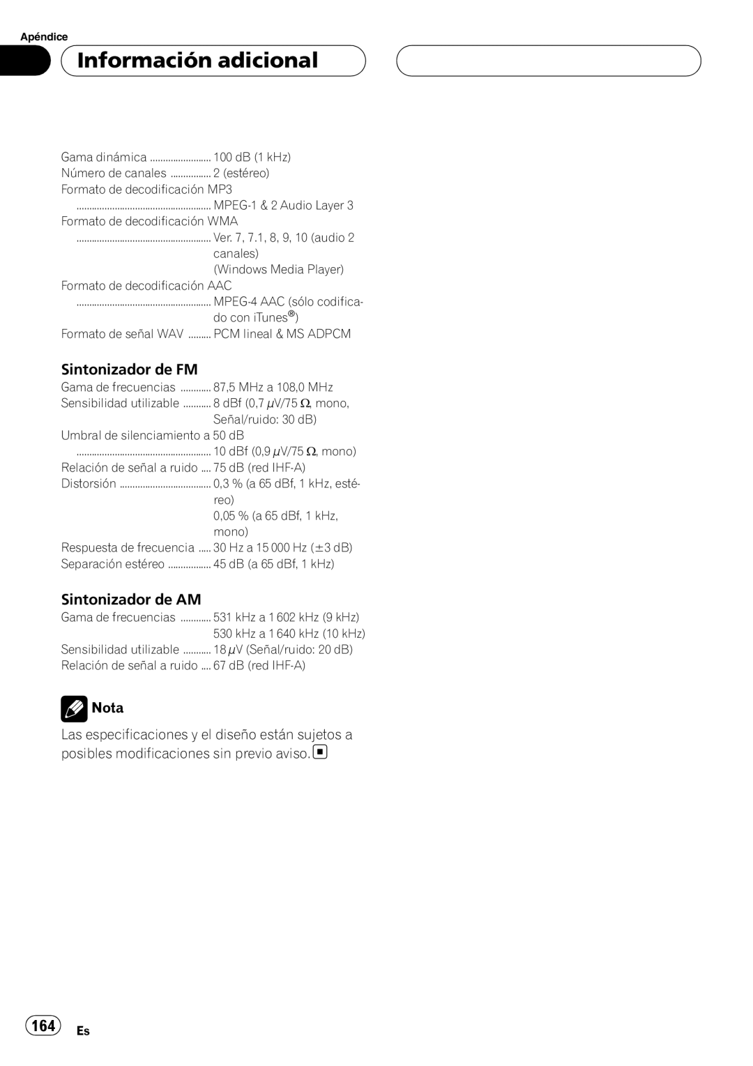 Pioneer DEH-P80RS operation manual 164 Es 