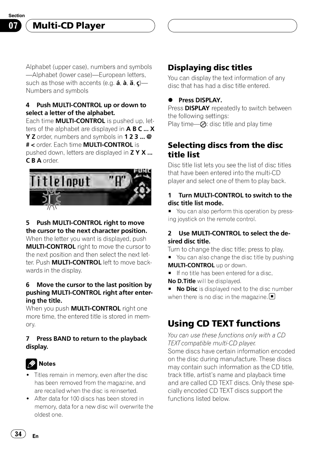 Pioneer DEH-P80RS operation manual Displaying disc titles, Selecting discs from the disc title list 