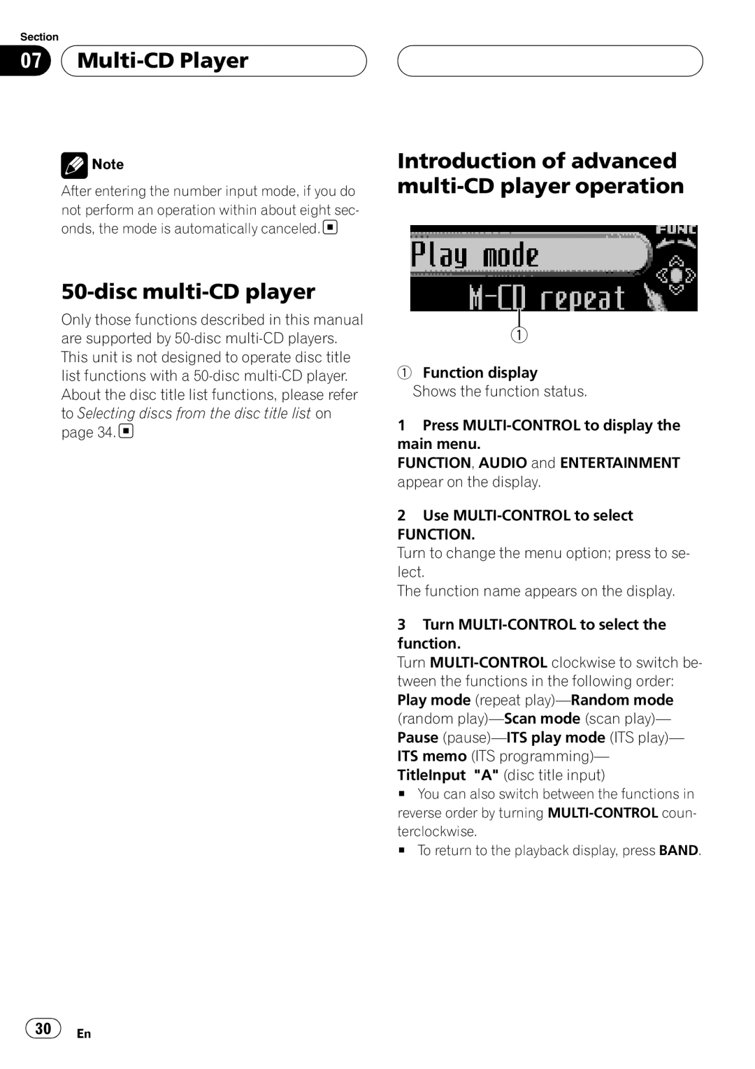 Pioneer DEH-P80RS operation manual Multi-CDPlayer, disc multi-CDplayer, Introduction of advanced multi-CDplayer operation 