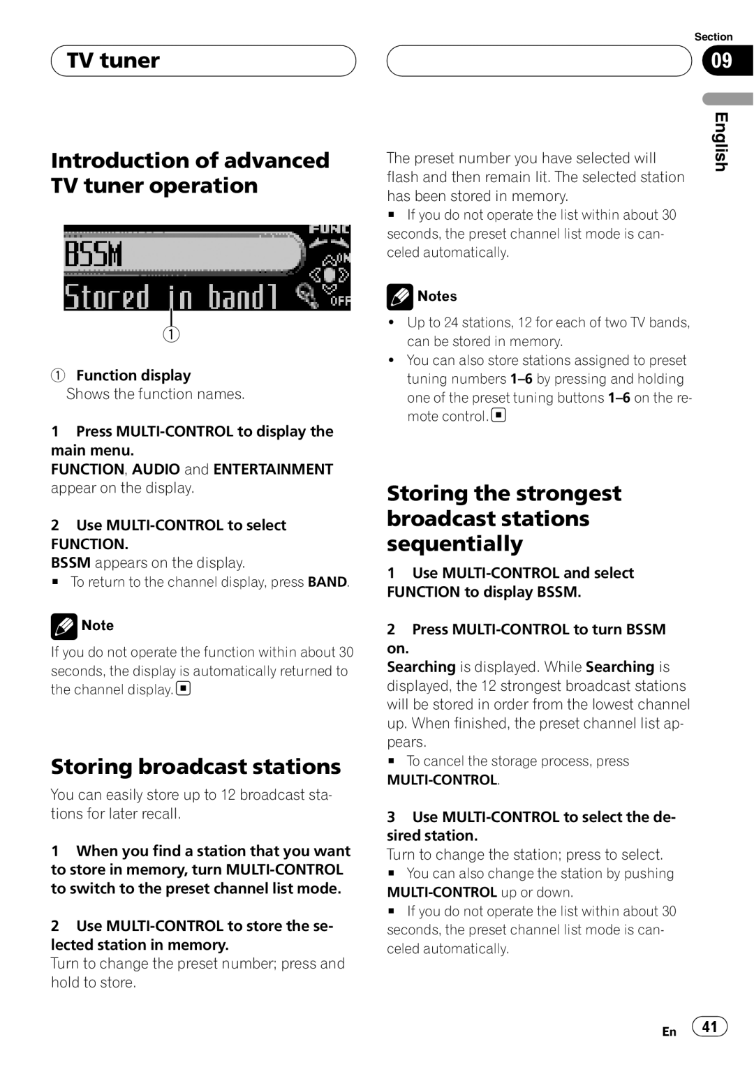 Pioneer DEH-P80RS operation manual Introduction of advanced TV tuner operation, Storing broadcast stations 