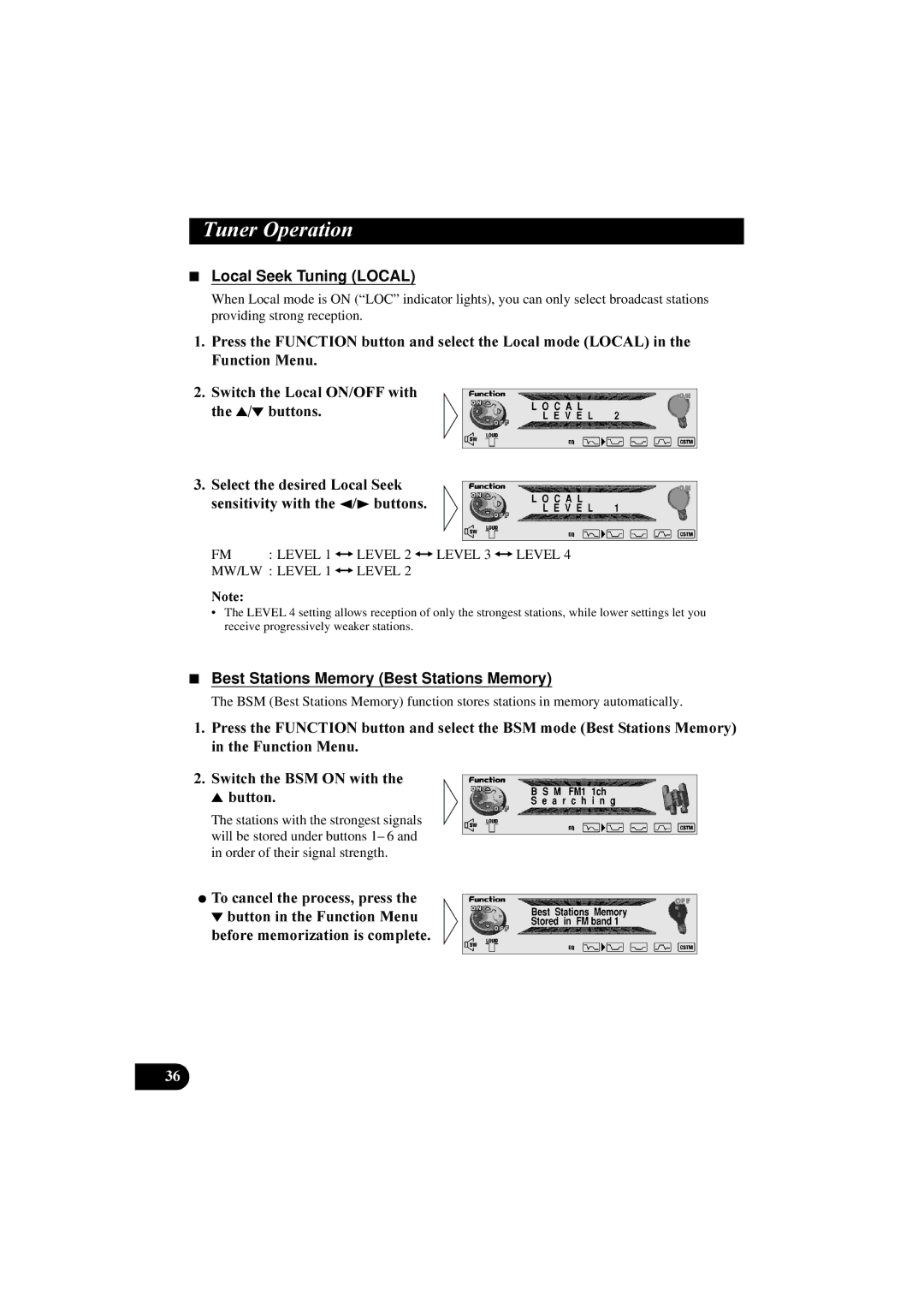 Pioneer DEH-P8100R manual 7XQHU2SHUDWLRQ, Local Seek Tuning Local, Best Stations Memory Best Stations Memory 