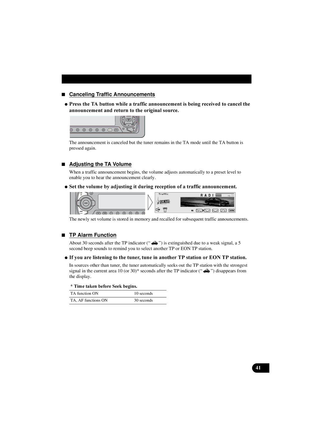 Pioneer DEH-P8100R Canceling Traffic Announcements, Dqqrxqfhphqwdqguhwxuqwrwkhruljlqdovrxufh, Adjusting the TA Volume 