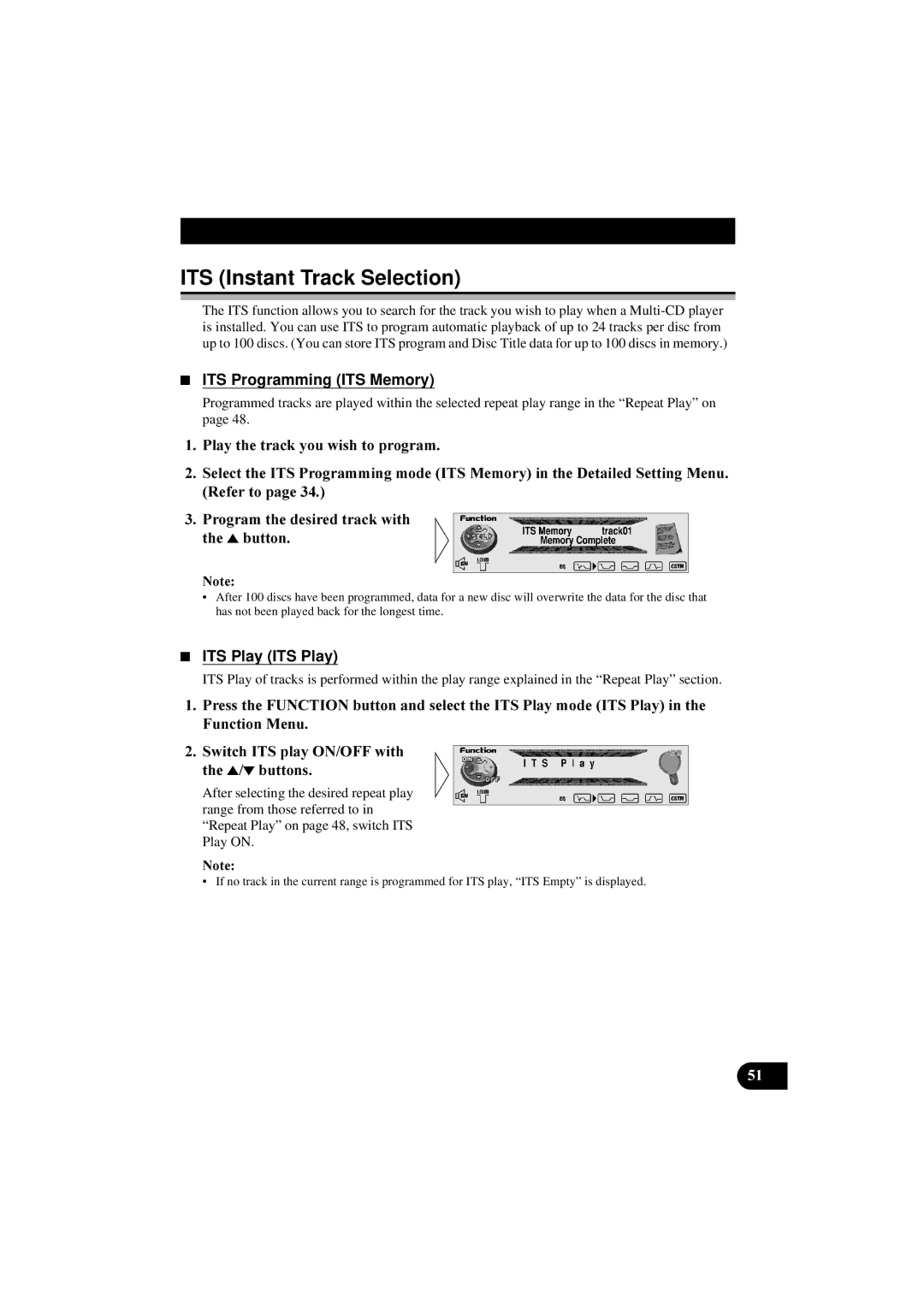 Pioneer DEH-P8100R manual ITS Instant Track Selection, ITS Programming ITS Memory, 3OD\WKHWUDFN\RXZLVKWRSURJUDP 