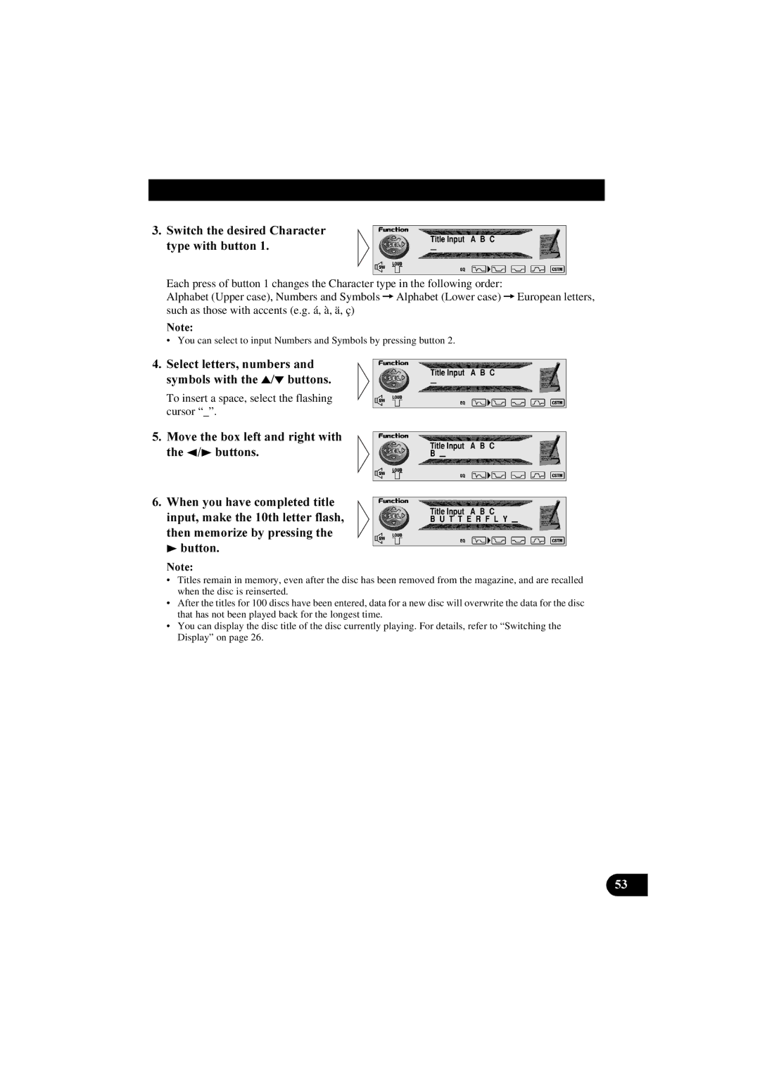 Pioneer DEH-P8100R manual To insert a space, select the flashing cursor 