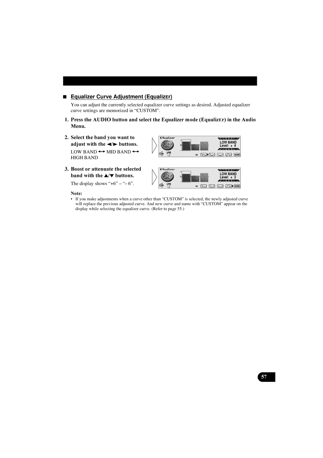 Pioneer DEH-P8100R manual Equalizer Curve Adjustment EqualizEr 