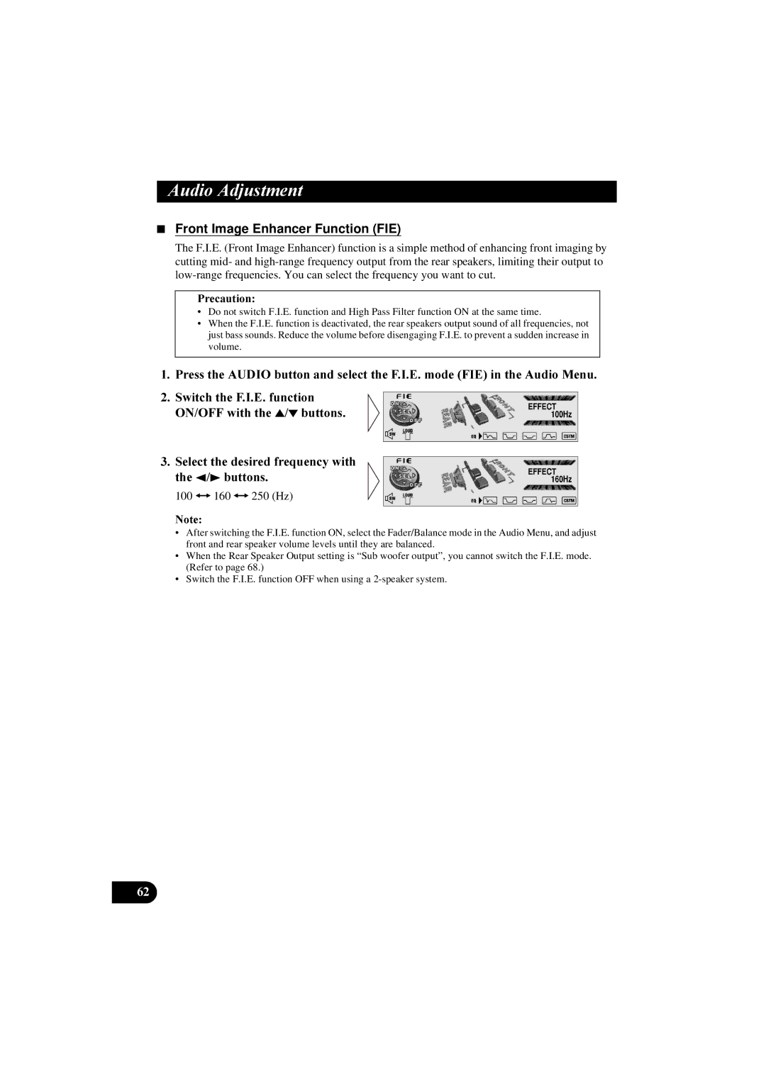 Pioneer DEH-P8100R manual Front Image Enhancer Function FIE, 6ZLWFKWKH,IXQFWLRQ 