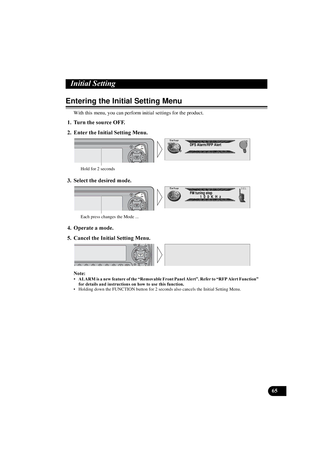 Pioneer DEH-P8100R Entering the Initial Setting Menu, 7XUQWKHVRXUFH2 QWHUWKH,QLWLDO6HWWLQJ0HQX, 6HOHFWWKHGHVLUHGPRGH 