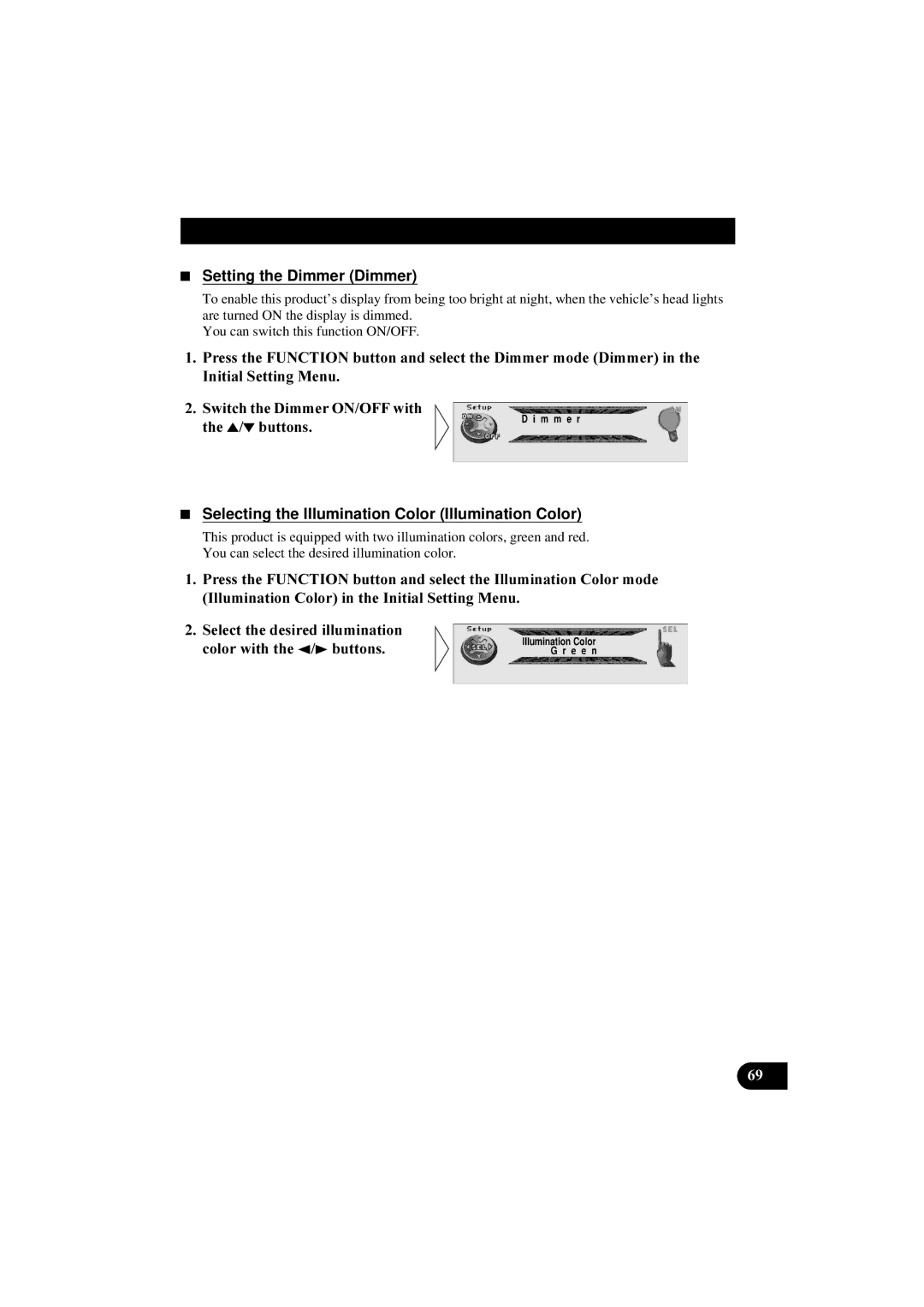 Pioneer DEH-P8100R manual Setting the Dimmer Dimmer, Selecting the Illumination Color Illumination Color 