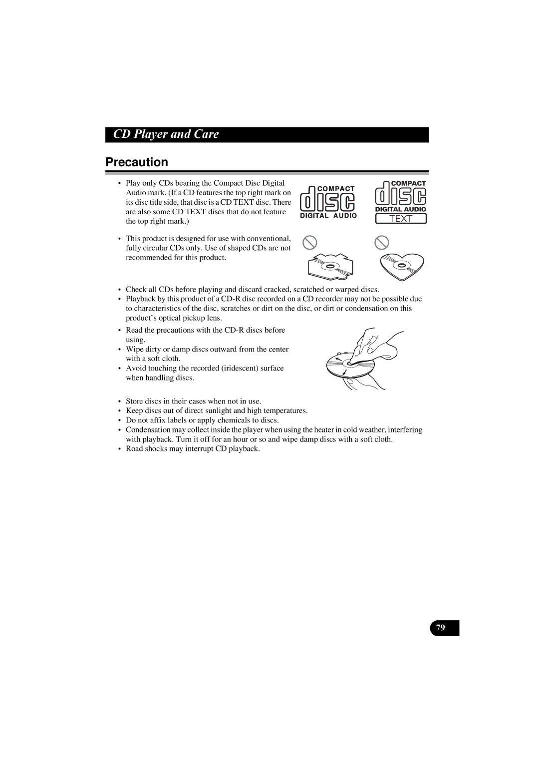 Pioneer DEH-P8100R manual 3OD\HUDQG&DUH, Precaution 