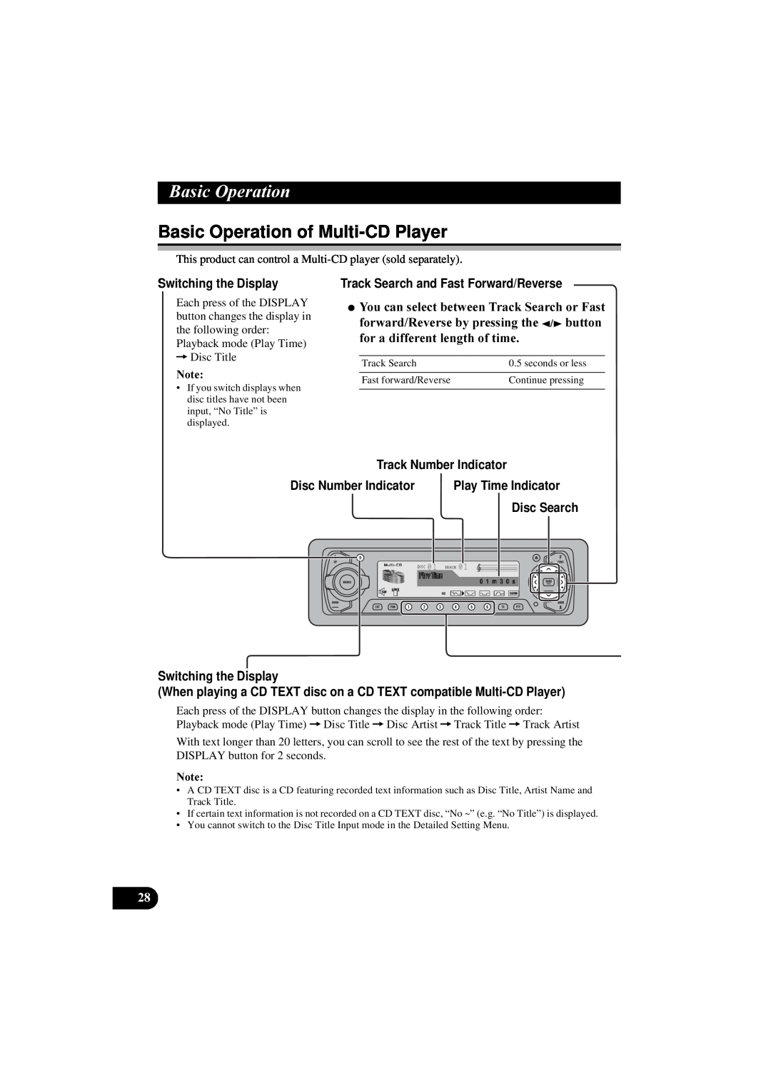 Pioneer DEH-P8100R manual Basic Operation of Multi-CDPlayer, Track Number Indicator, Disc Number Indicator, DVLF2SHUDWLRQ 