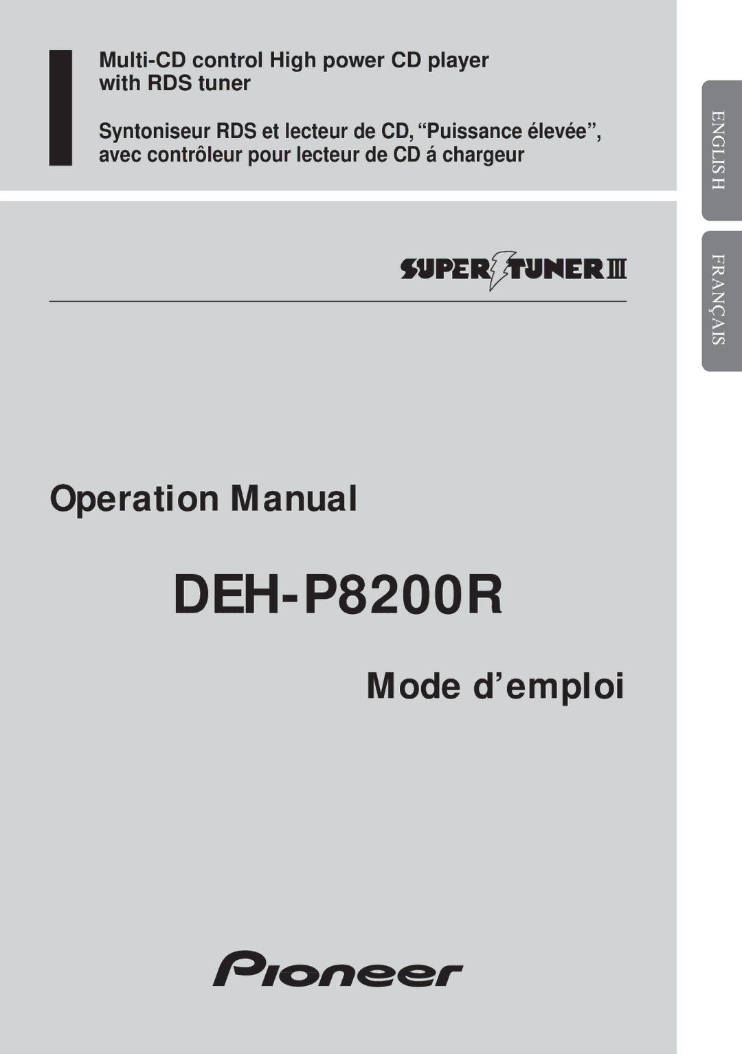 Pioneer DEH-P8200R operation manual 