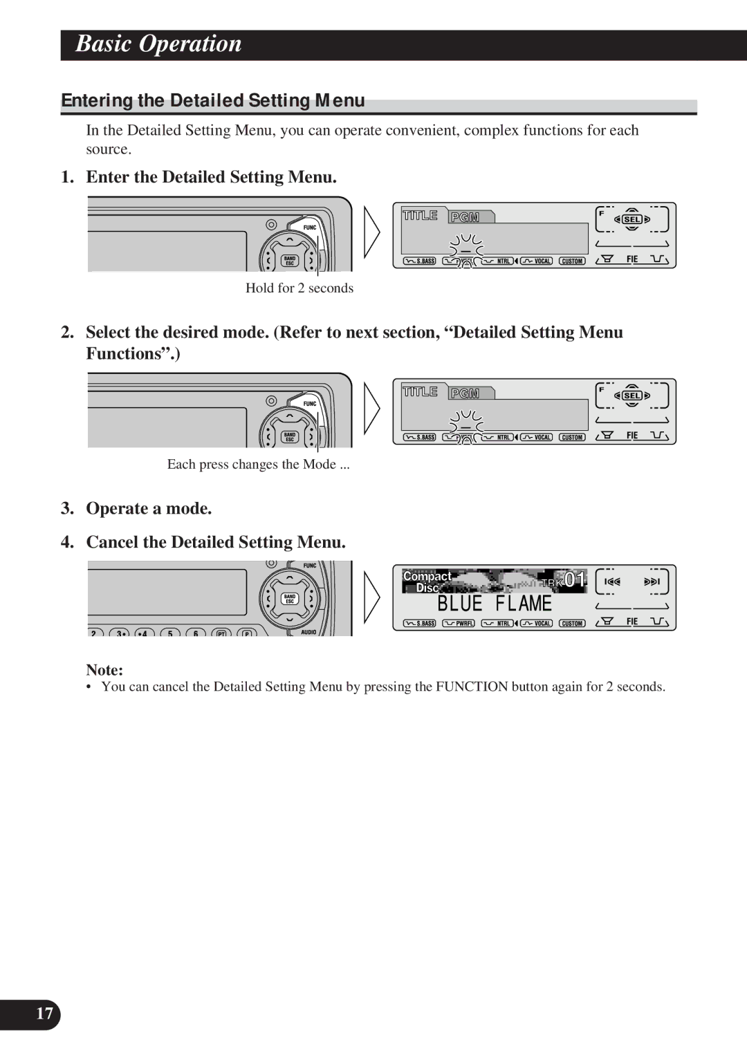 Pioneer DEH-P8200R operation manual Entering the Detailed Setting Menu, Enter the Detailed Setting Menu 