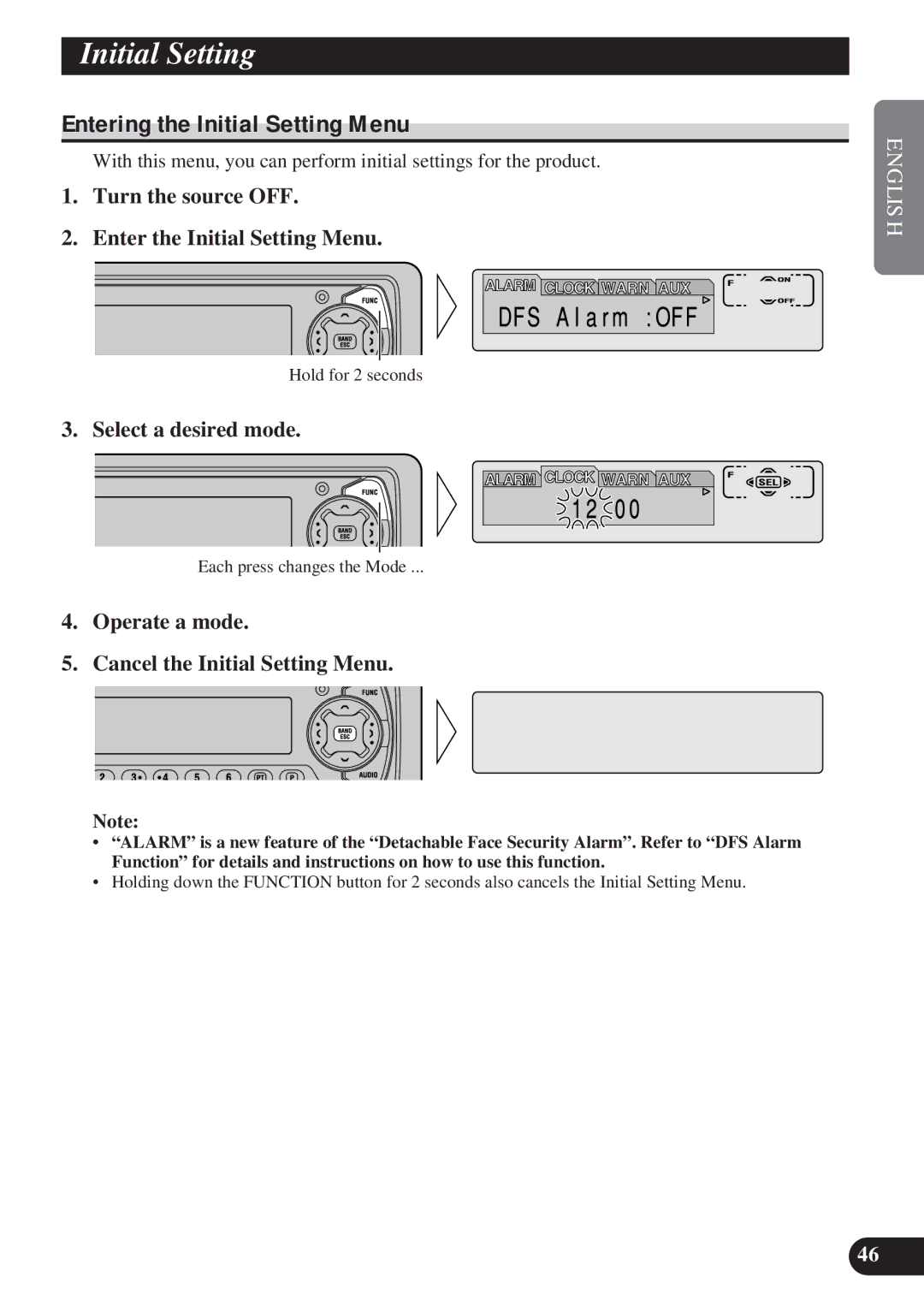 Pioneer DEH-P8200R Entering the Initial Setting Menu, Turn the source OFF Enter the Initial Setting Menu 