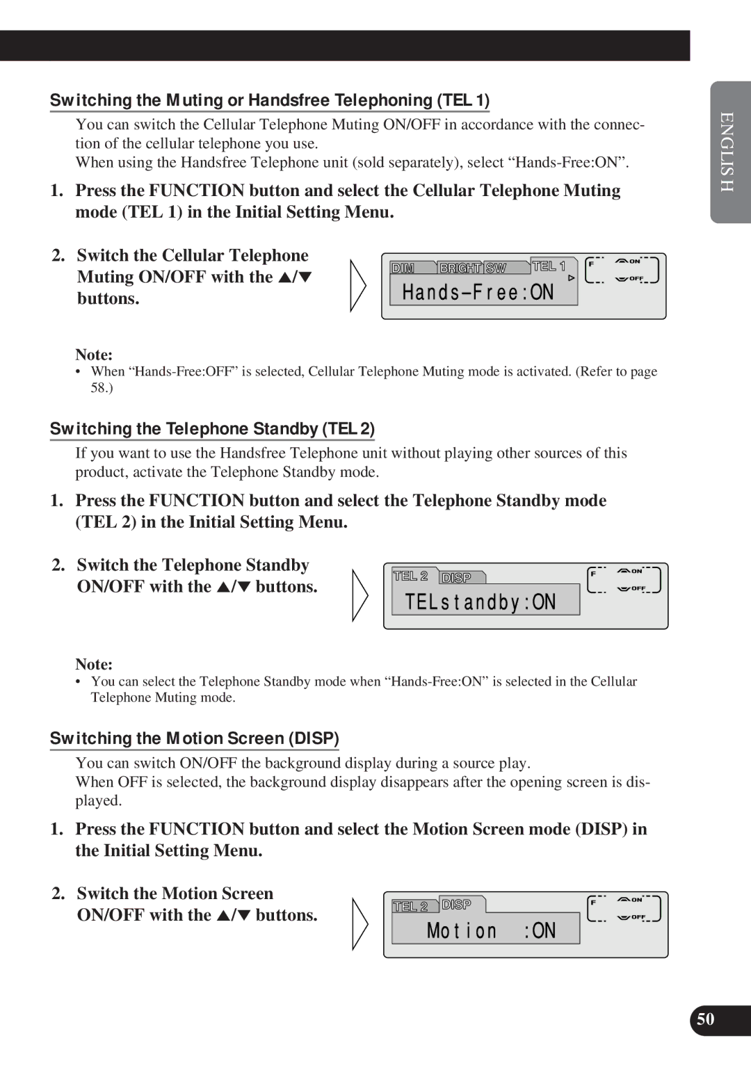 Pioneer DEH-P8200R operation manual Switching the Muting or Handsfree Telephoning TEL, Switching the Telephone Standby TEL 