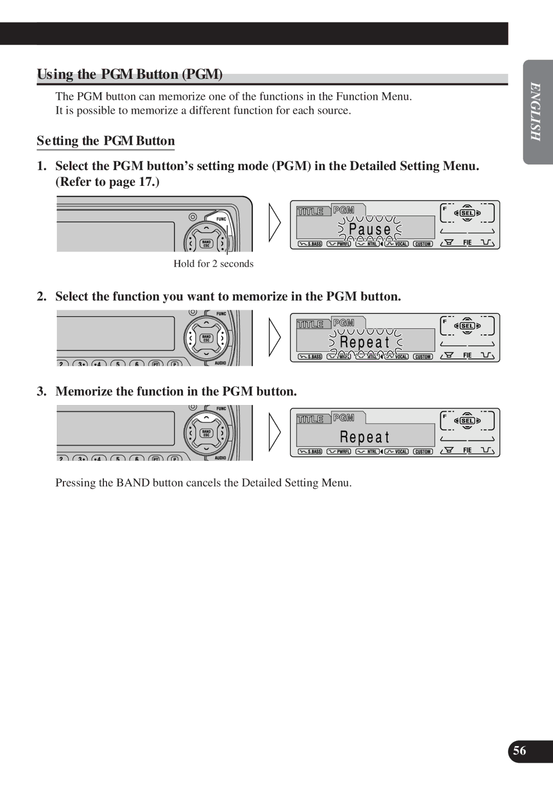 Pioneer DEH-P8200R operation manual Using the PGM Button PGM, Setting the PGM Button 