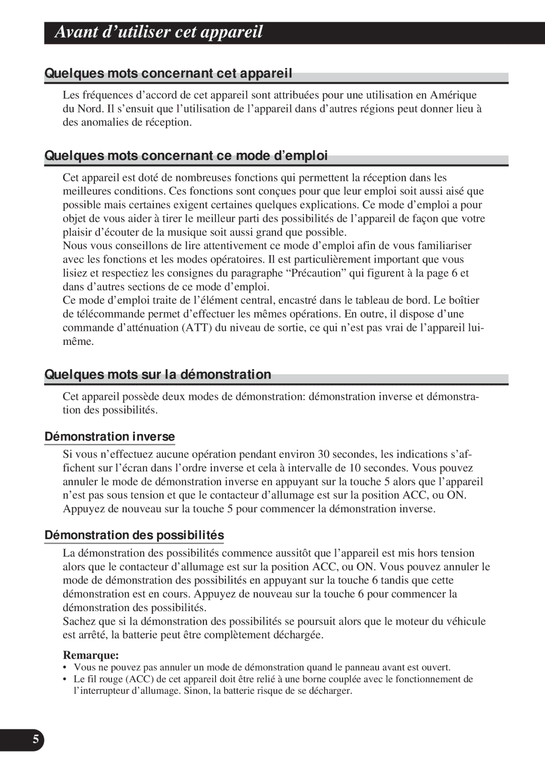 Pioneer DEH-P8200R operation manual Avant d’utiliser cet appareil, Quelques mots concernant cet appareil 