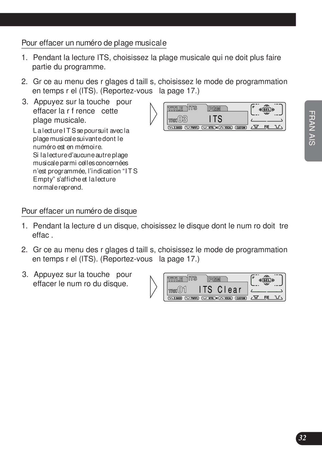 Pioneer DEH-P8200R operation manual Pour effacer un numéro de plage musicale, Pour effacer un numéro de disque 