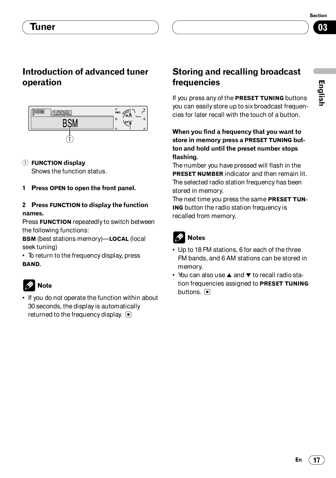 Pioneer DEH-P8400MP operation manual Introduction of advanced tuner operation, Storing and recalling broadcast Frequencies 