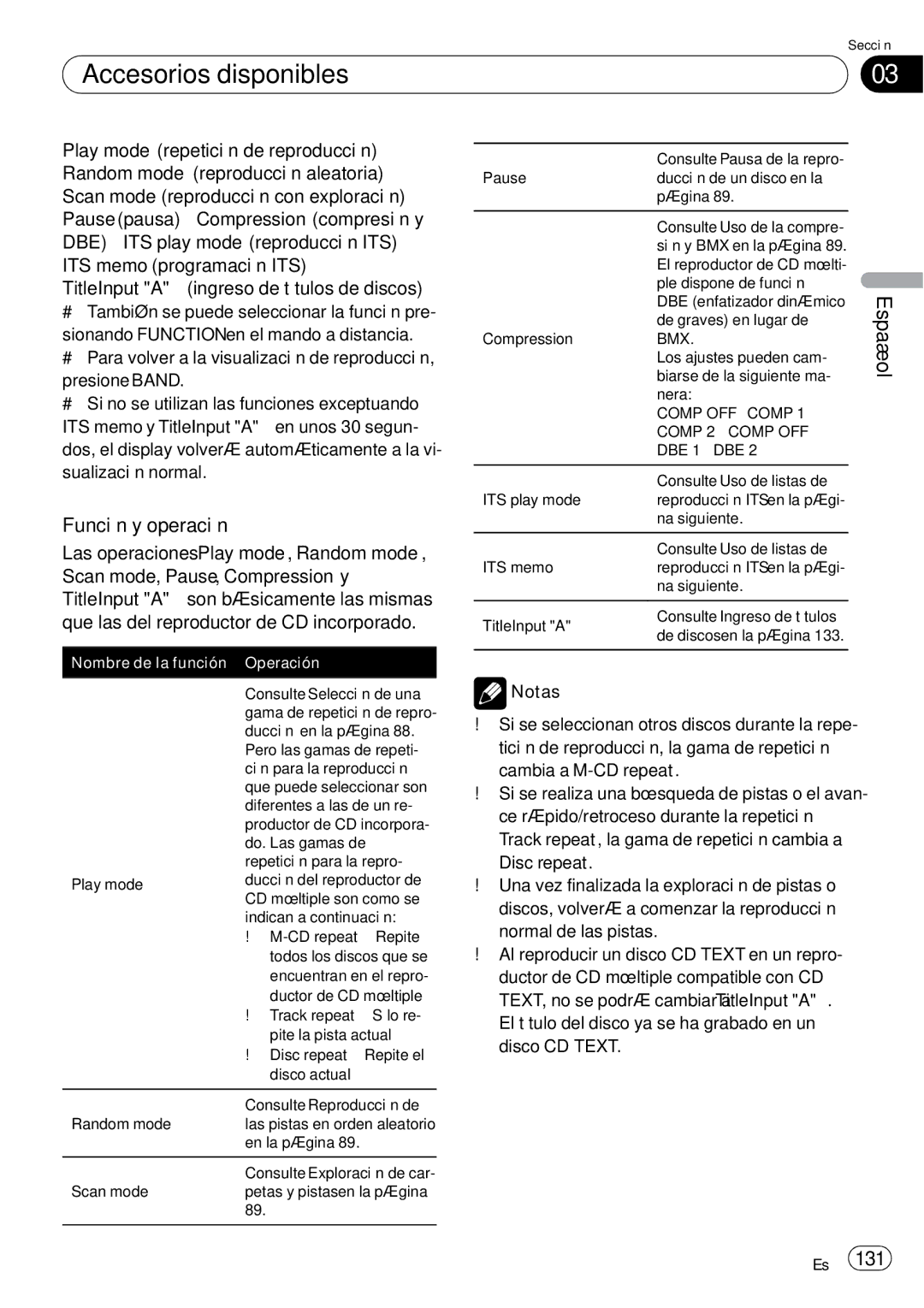 Pioneer DEH-P85BT operation manual Que las del reproductor de CD incorporado, Comp OFF-COMP Comp 2-COMP OFF DBE 1-DBE 