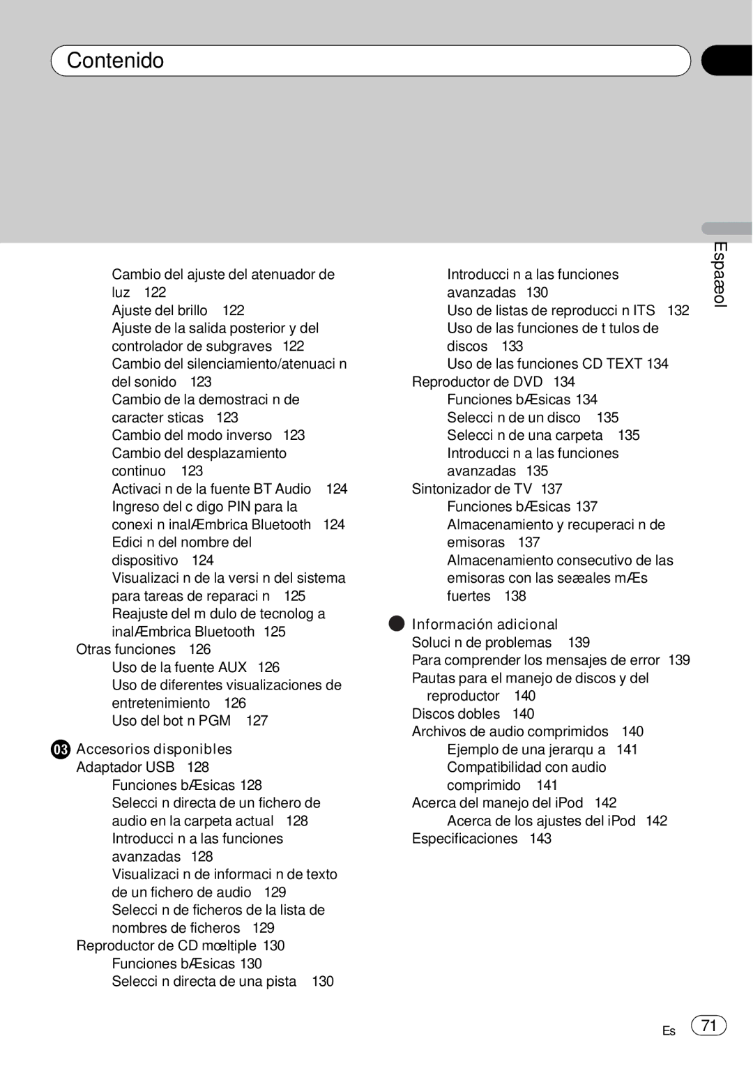 Pioneer DEH-P85BT operation manual 130, 140 