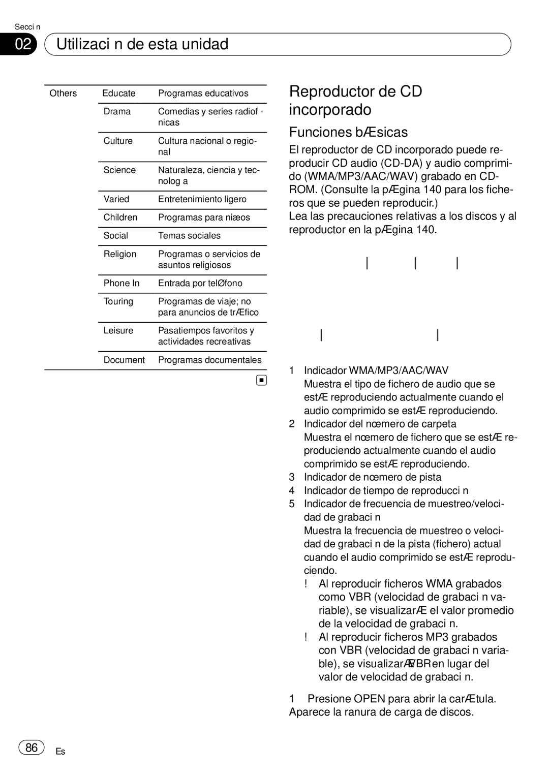 Pioneer DEH-P85BT operation manual Reproductor de CD incorporado, Funciones básicas 