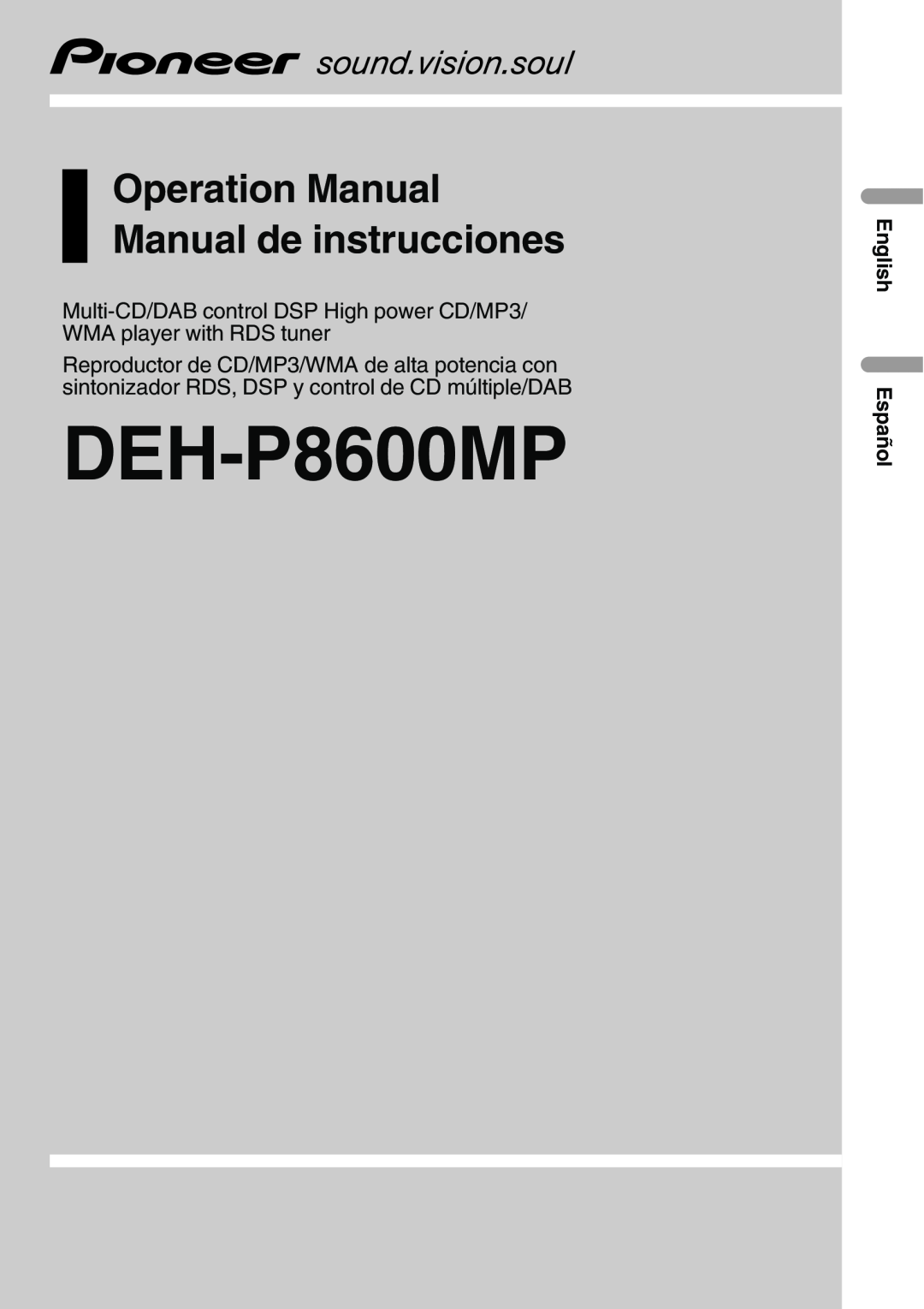 Pioneer DEH-P8600MP operation manual 