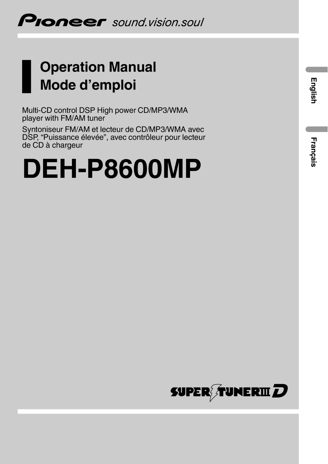 Pioneer DEH-P8600MP operation manual 