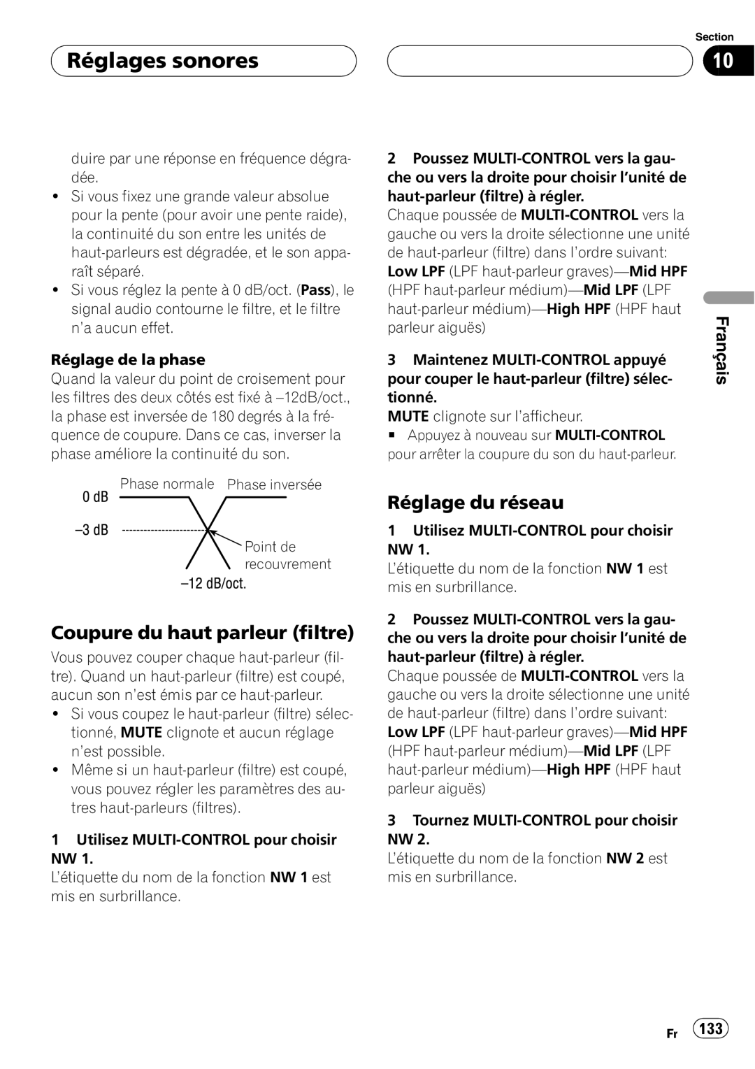 Pioneer DEH-P860MP operation manual Phase normale Phase inversée, Point de, recouvrement 