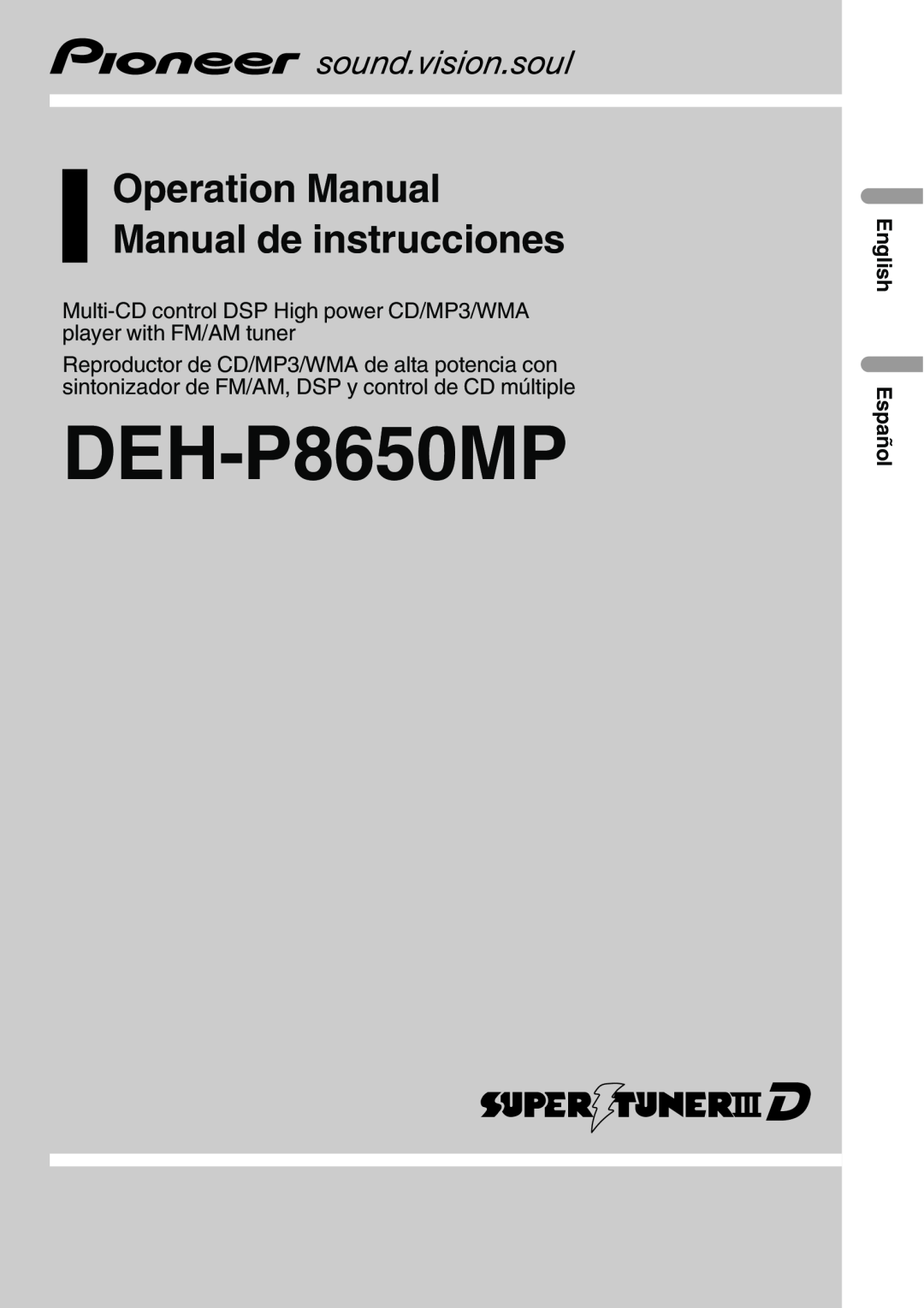 Pioneer DEH-P8650MP operation manual 