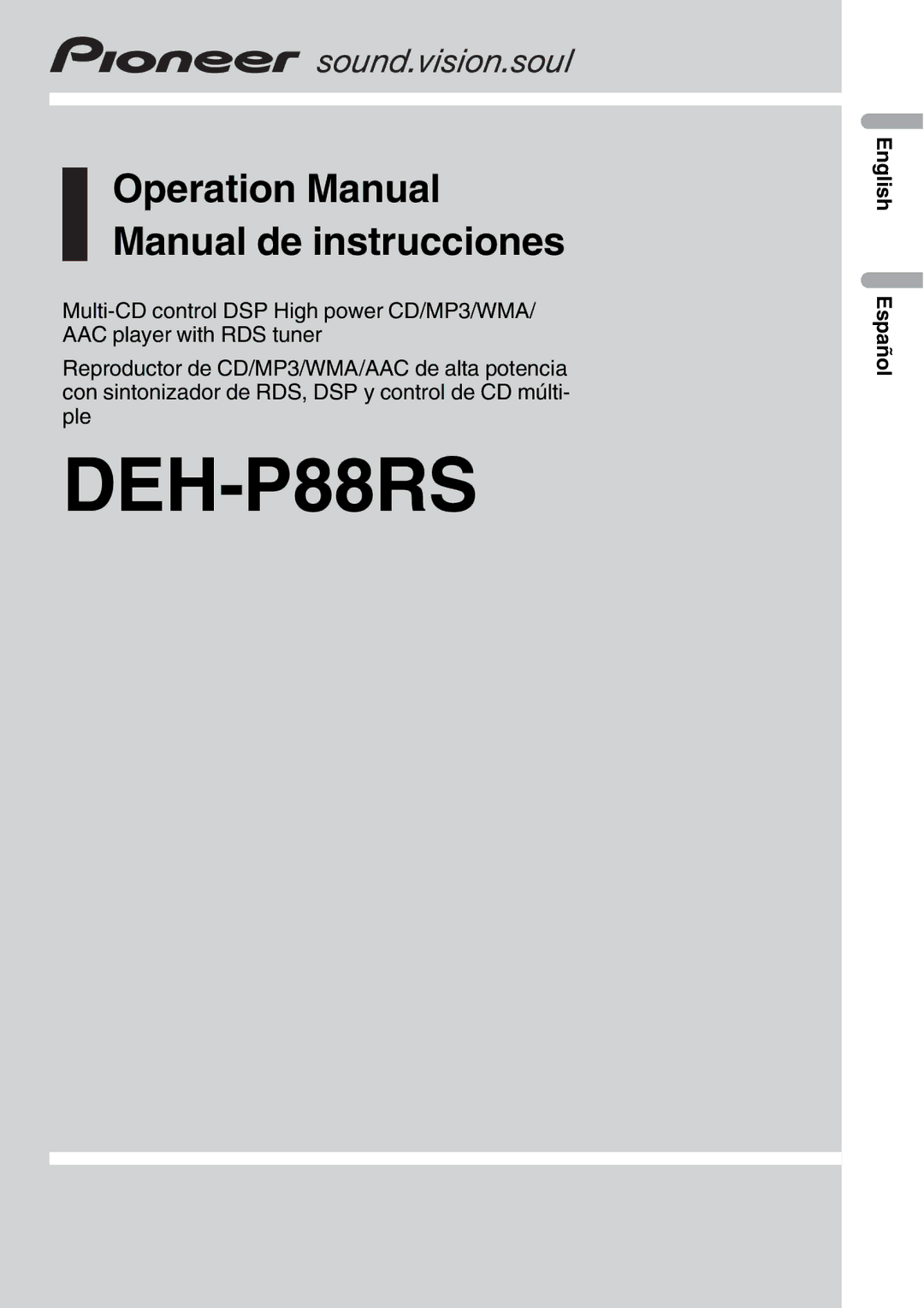 Pioneer DEH-P88RS operation manual 