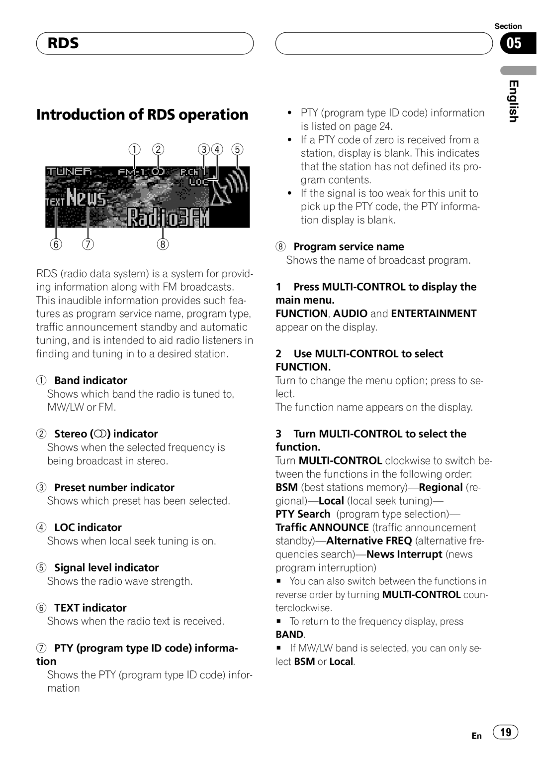 Pioneer DEH-P88RS operation manual Rds, Introduction of RDS operation 