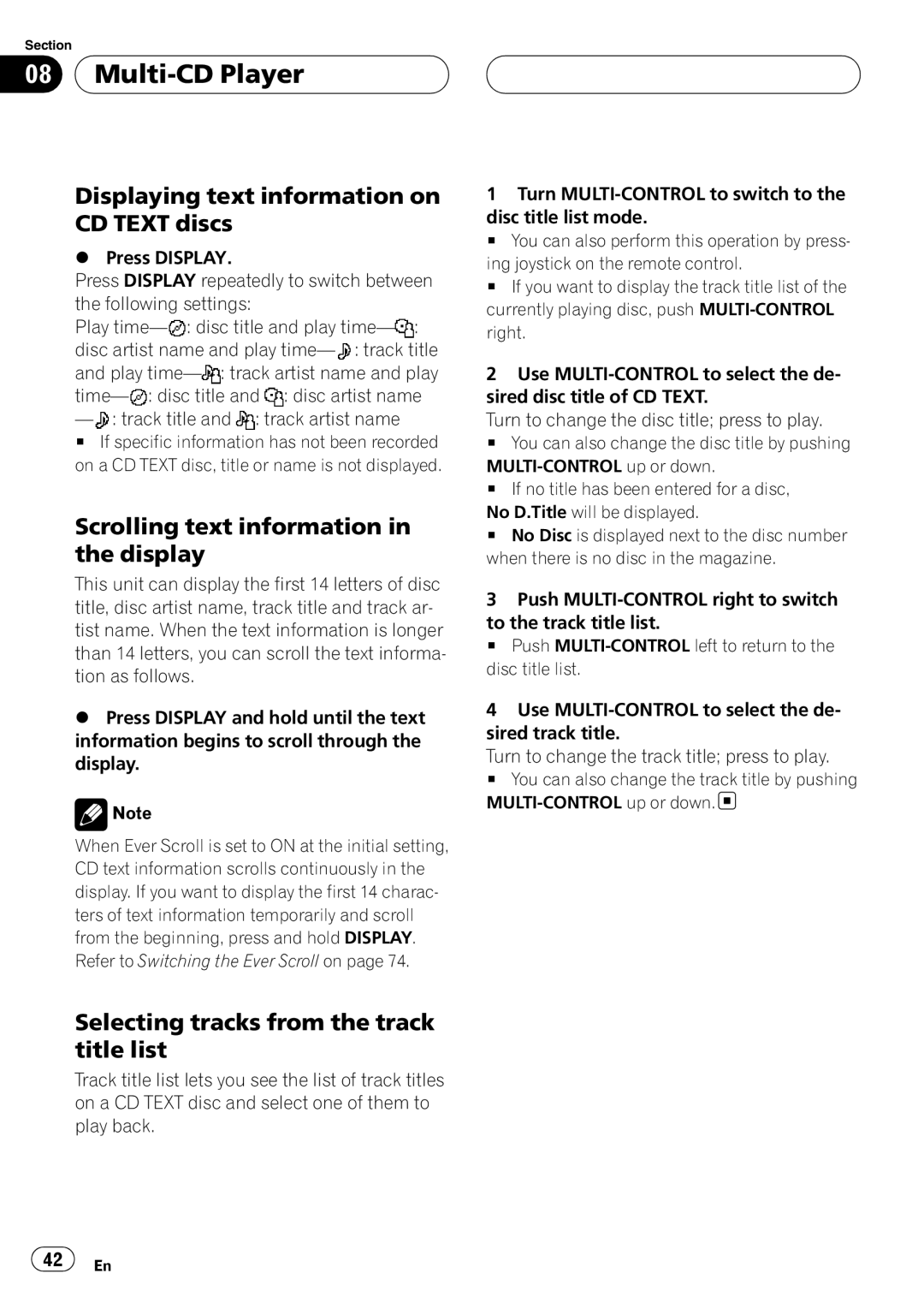 Pioneer DEH-P88RS operation manual 42 En 