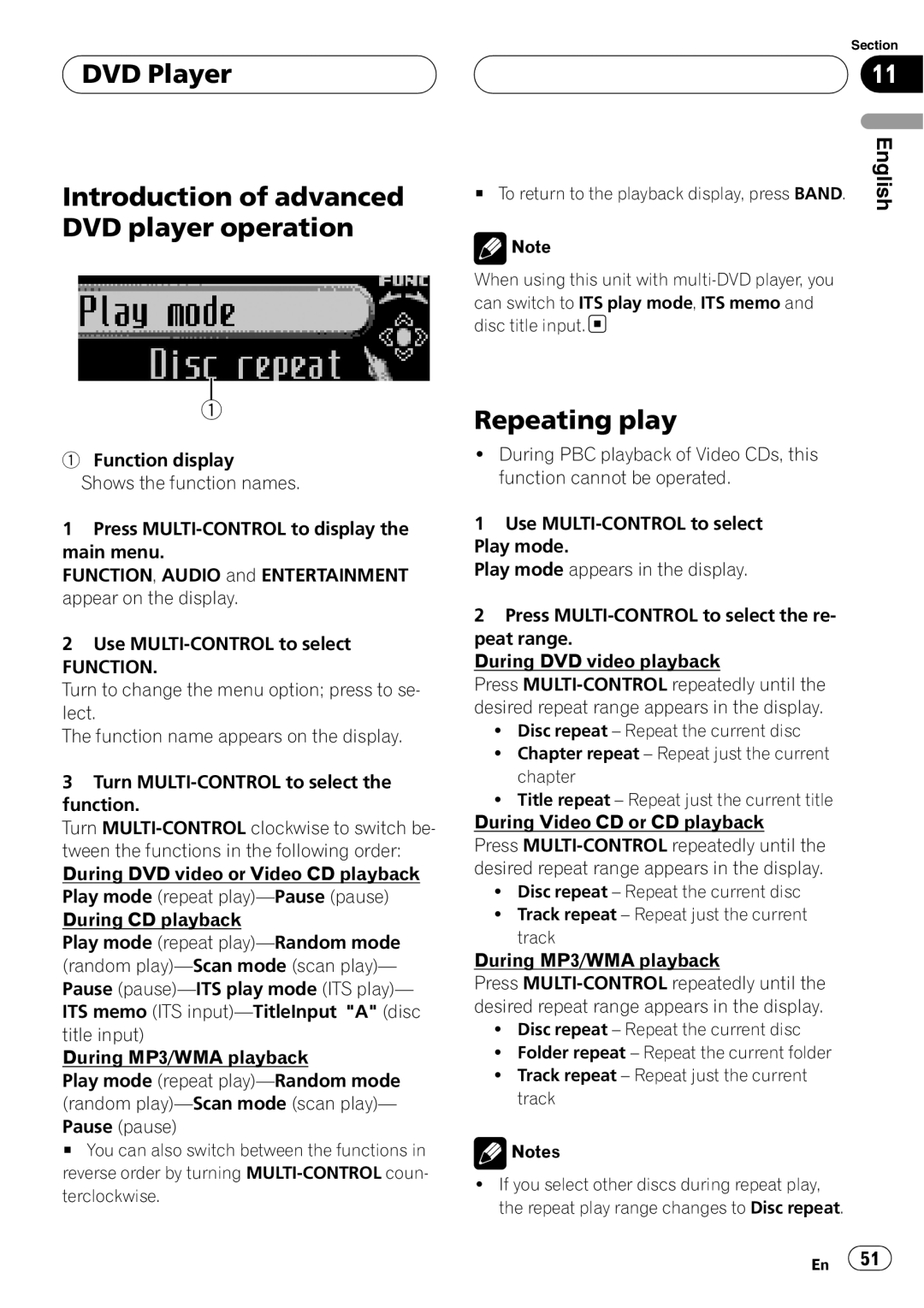 Pioneer DEH-P88RS operation manual DVD Player Introduction of advanced DVD player operation, Function 