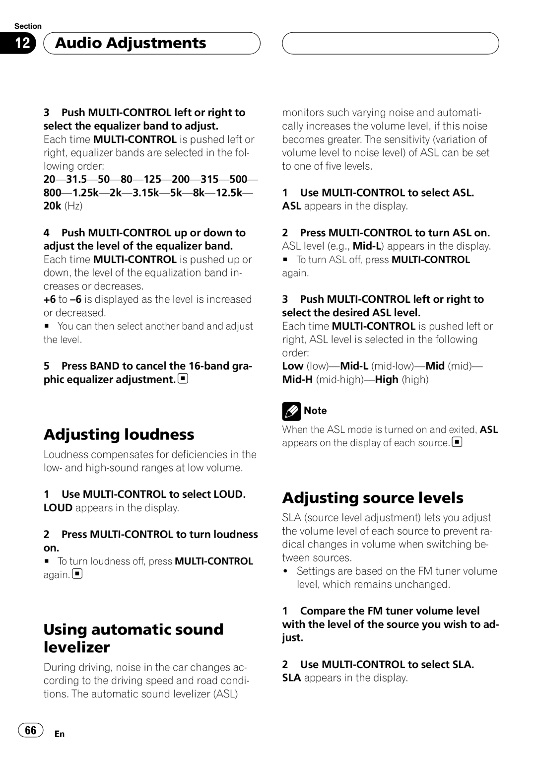 Pioneer DEH-P88RS operation manual Adjusting loudness, Using automatic sound levelizer, Adjusting source levels 