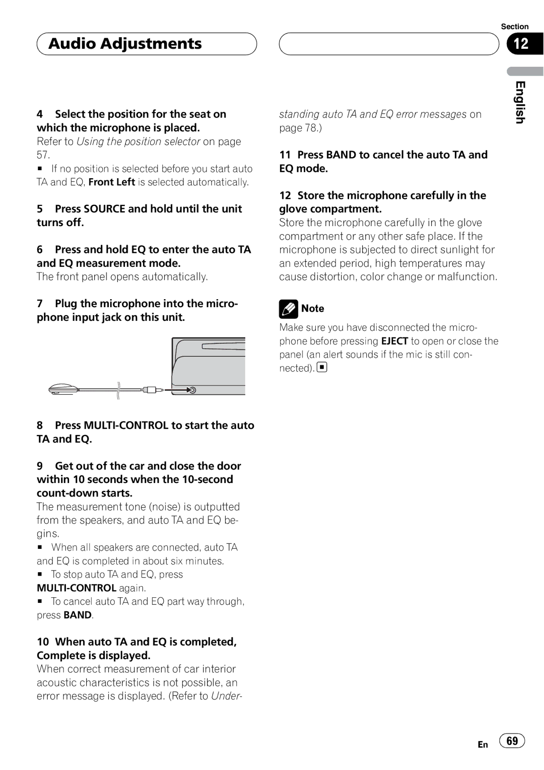 Pioneer DEH-P88RS operation manual Audio Adjustments 