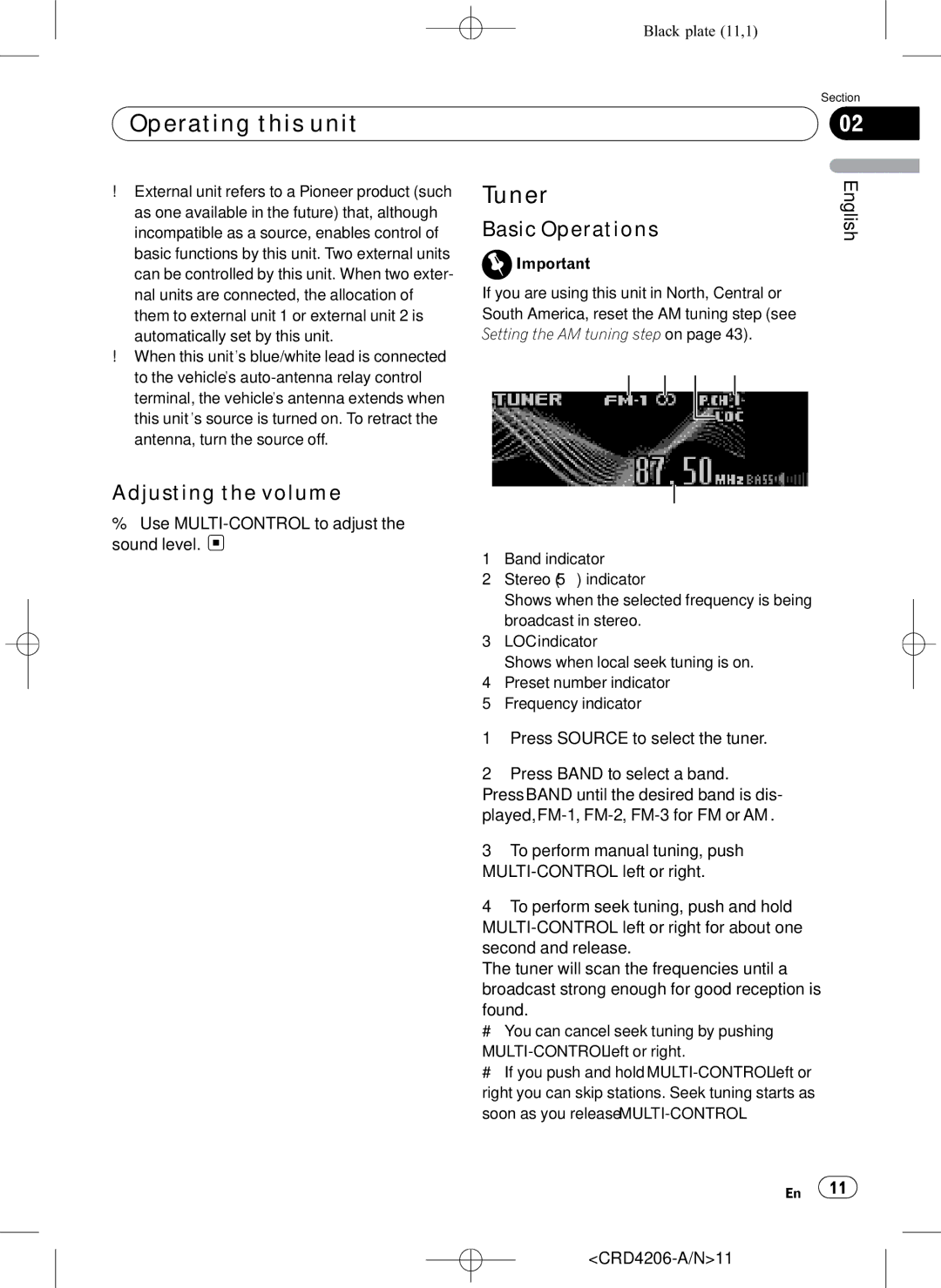 Pioneer DEH-P8950BT operation manual Tuner, Basic Operations, Adjusting the volume 