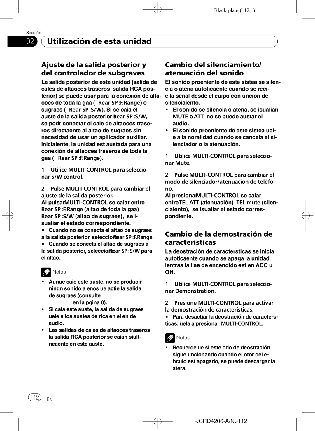 Pioneer DEH-P8950BT Cambio del silenciamiento/ atenuación del sonido, Cambio de la demostración de características, 112 Es 