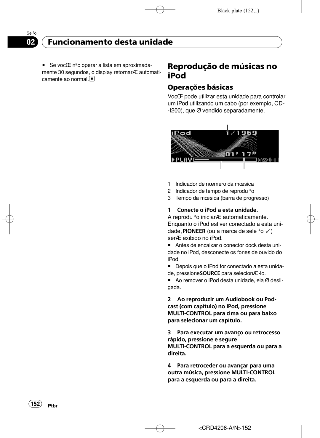 Pioneer DEH-P8950BT operation manual Reprodução de músicas no iPod, CRD4206-A/N152 