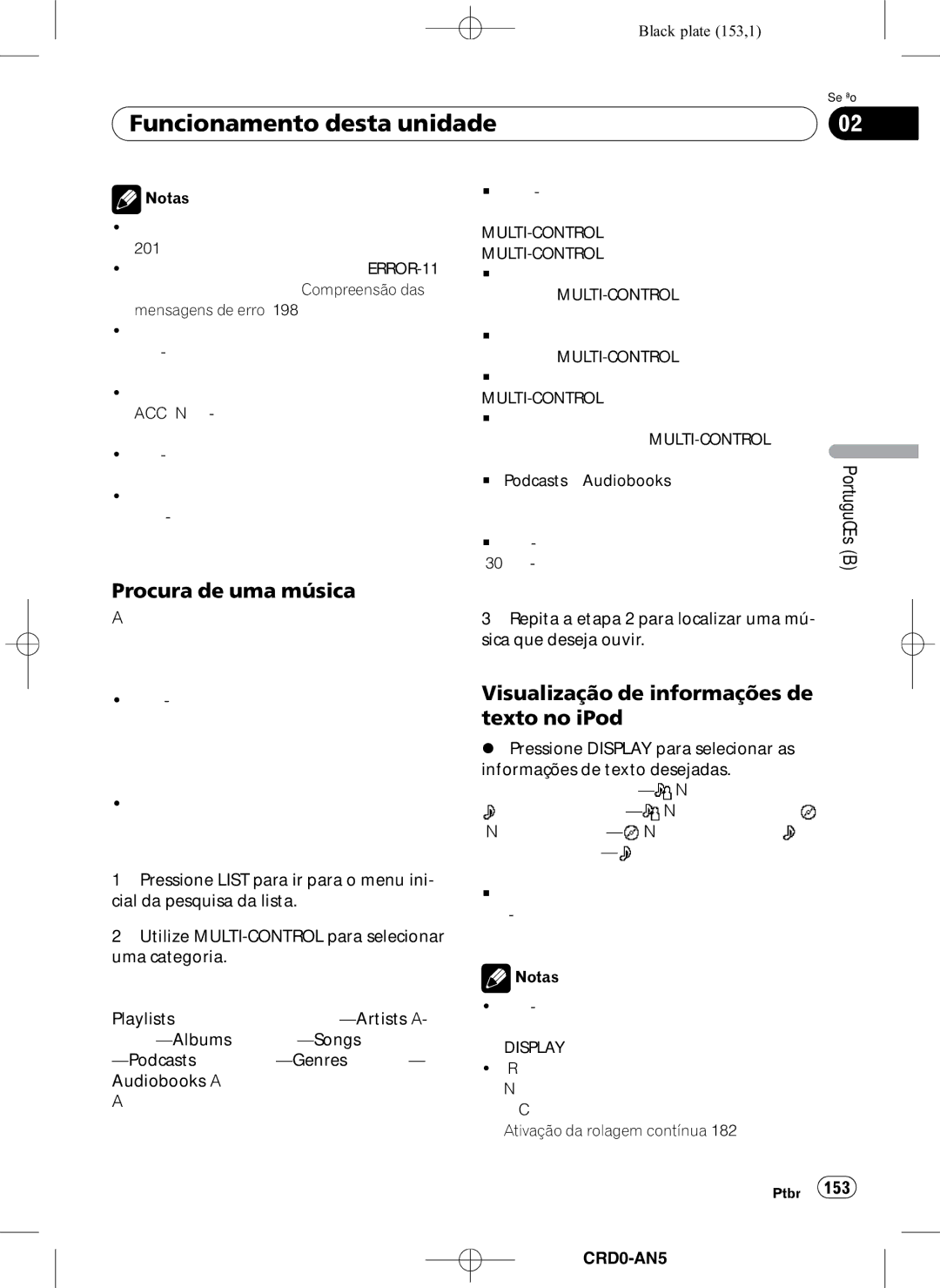 Pioneer DEH-P8950BT operation manual Procura de uma música, Visualização de informações de texto no iPod, Display 