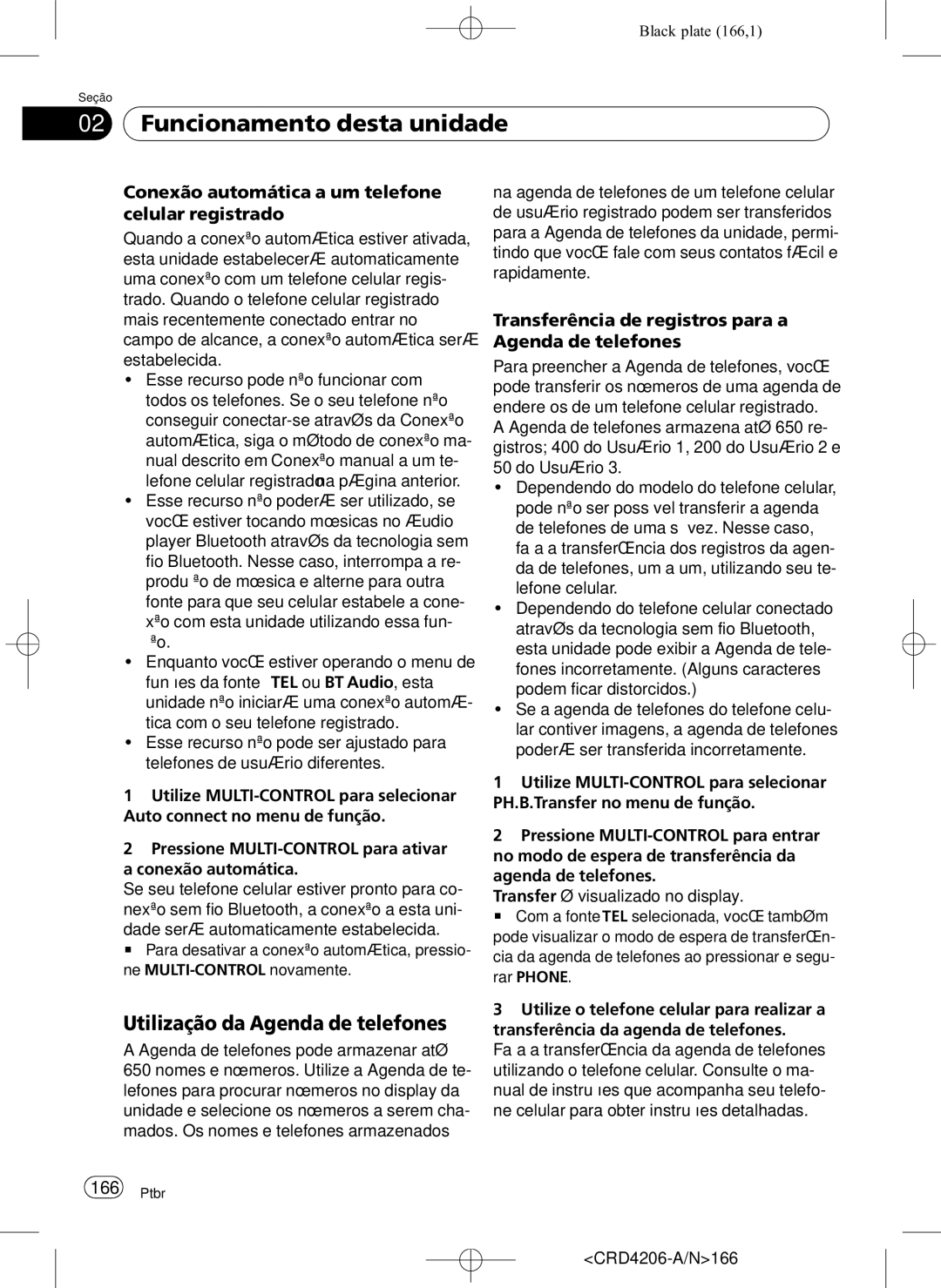 Pioneer DEH-P8950BT Utilização da Agenda de telefones, Conexão automática a um telefone celular registrado, CRD4206-A/N166 