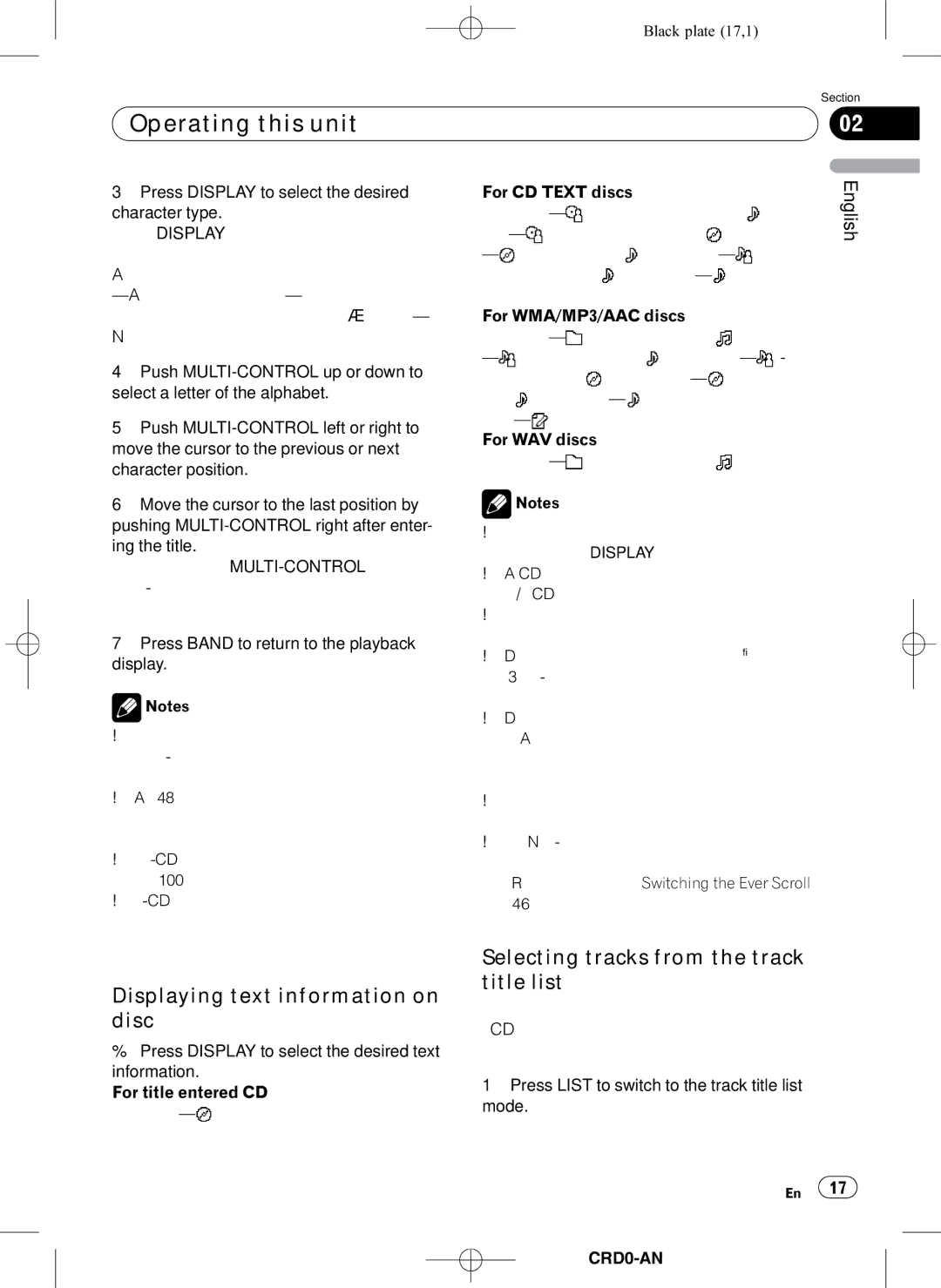 Pioneer DEH-P8950BT Displaying text information on disc, Selecting tracks from the track title list, CRD4206-A/N17 